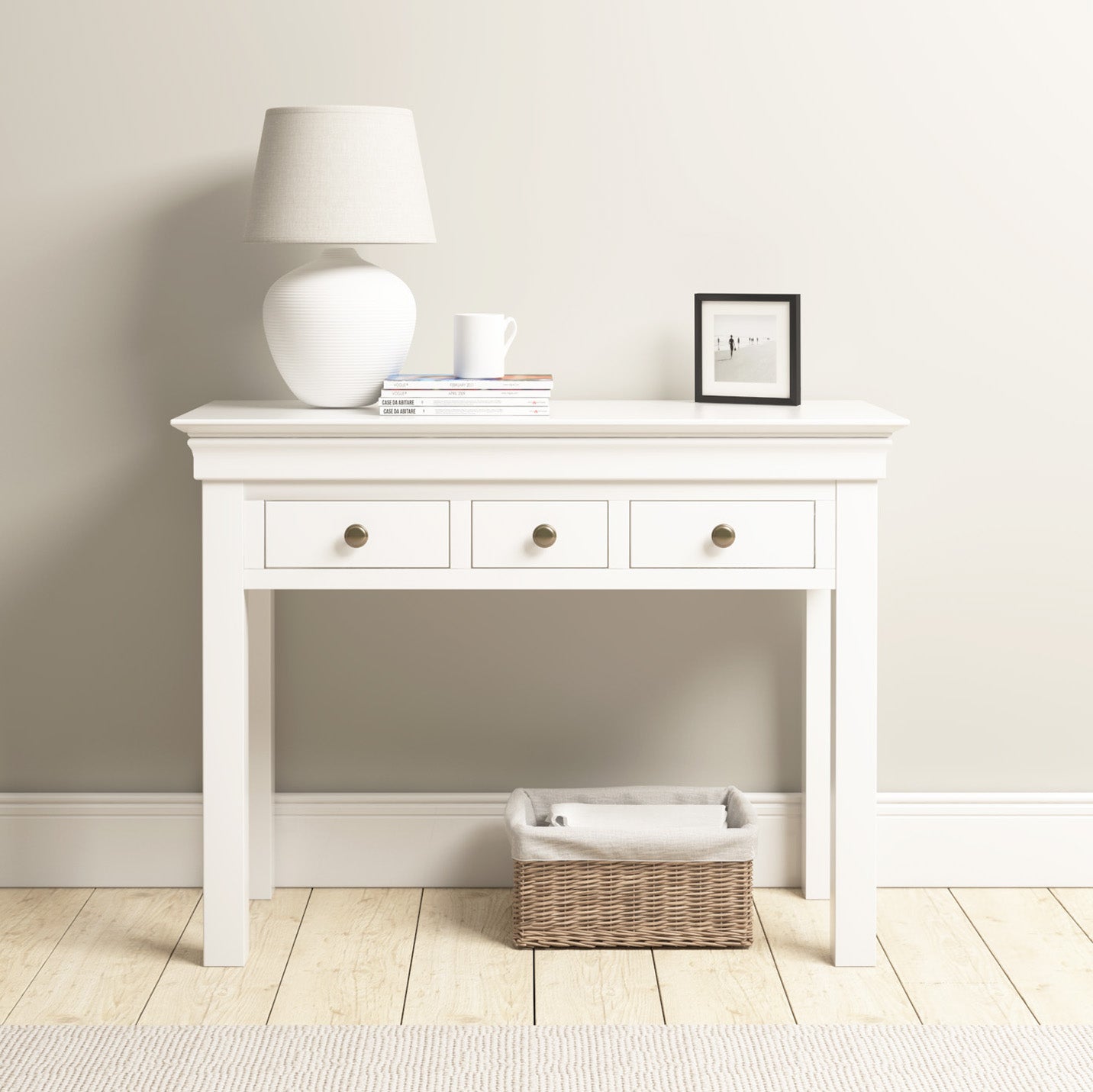 Chalbury Console Desk in Warm White