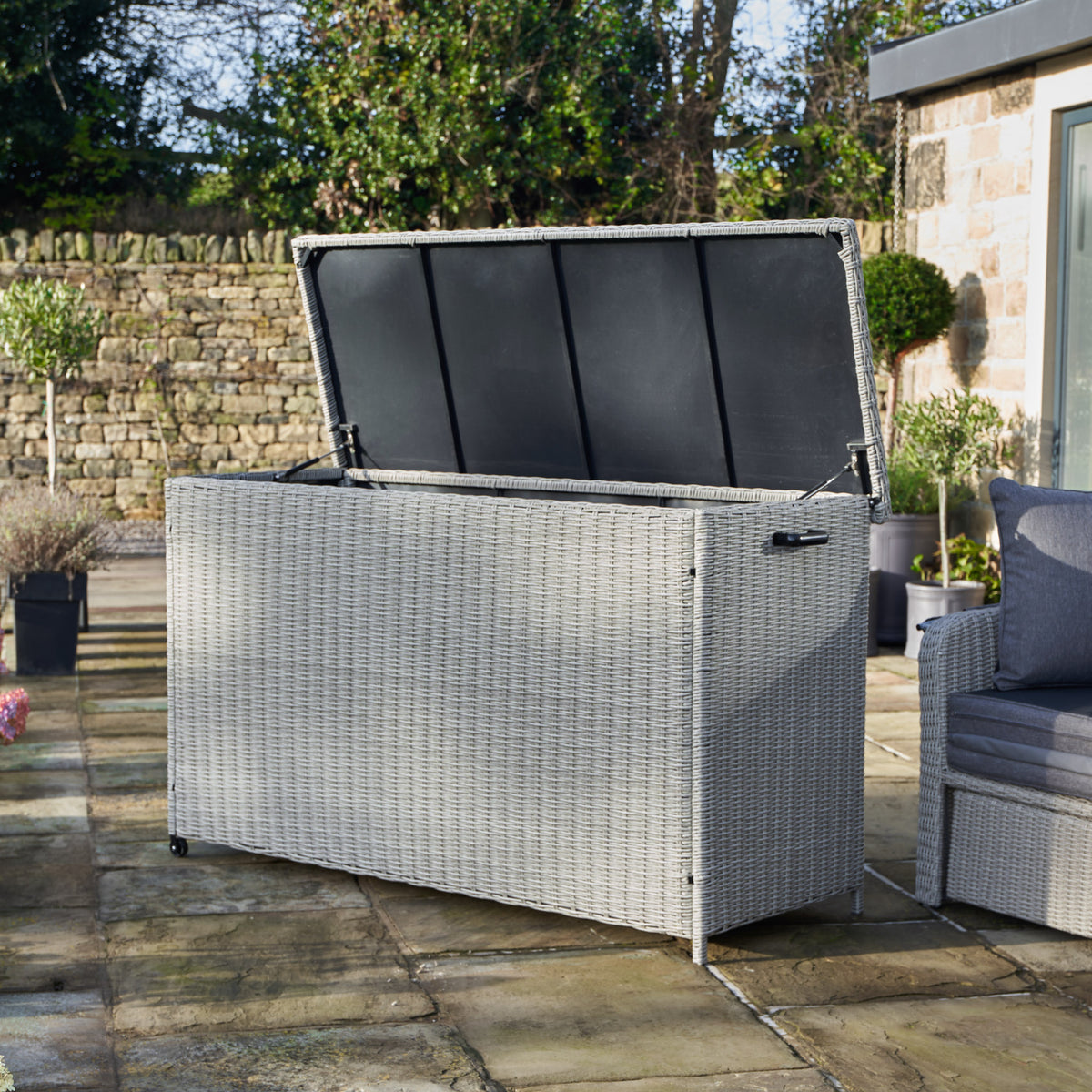 Pacific Lifestyle - Large Rattan Storage Box in Stone Grey
