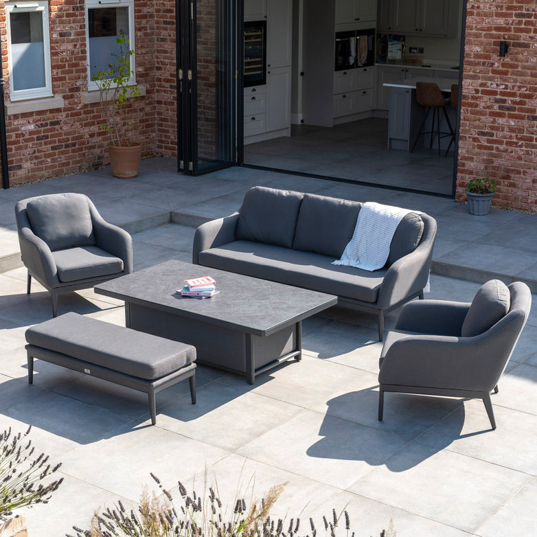 Luna 3 Seat Outdoor Fabric Sofa Set with Rising Table in Grey