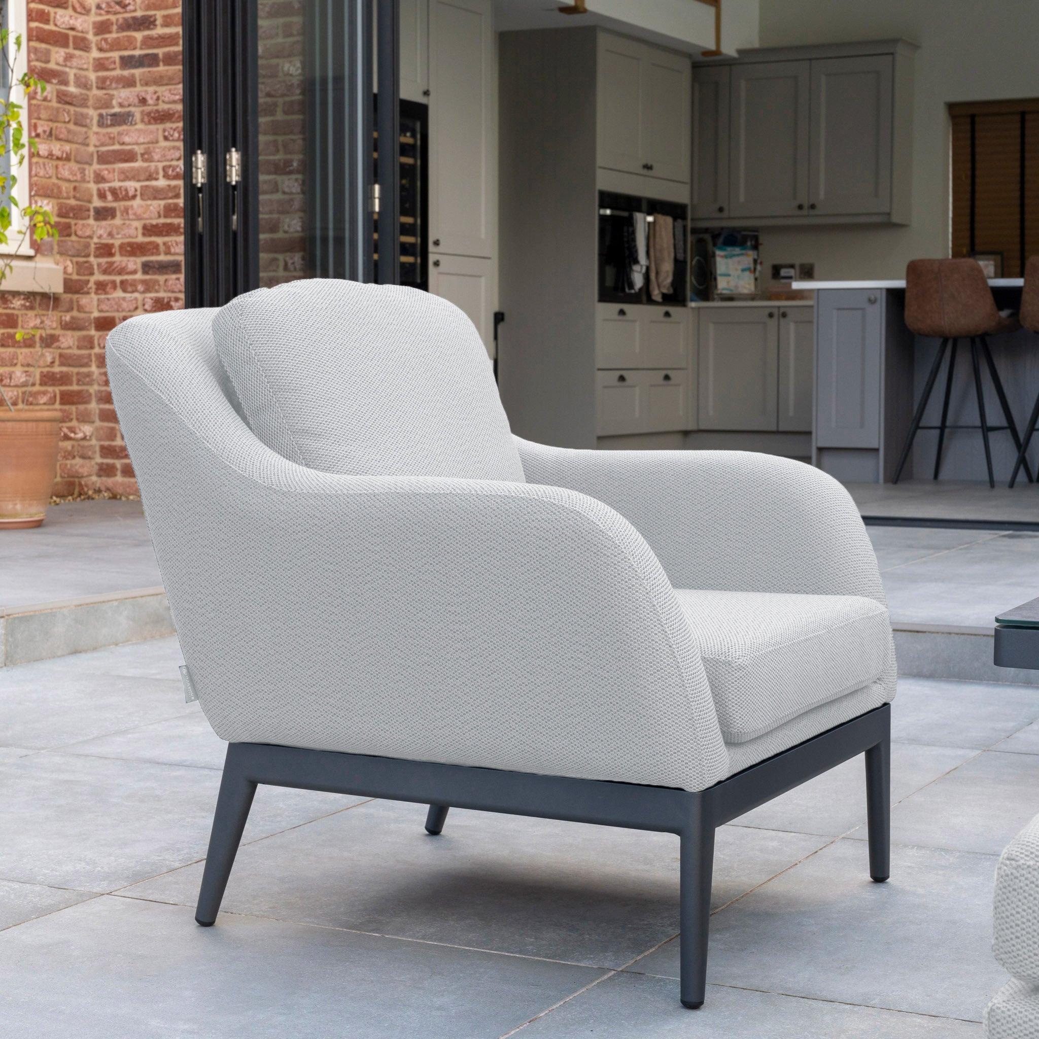 Luna 3 Seat Outdoor Fabric Sofa Set with Rising Table in Oyster Grey