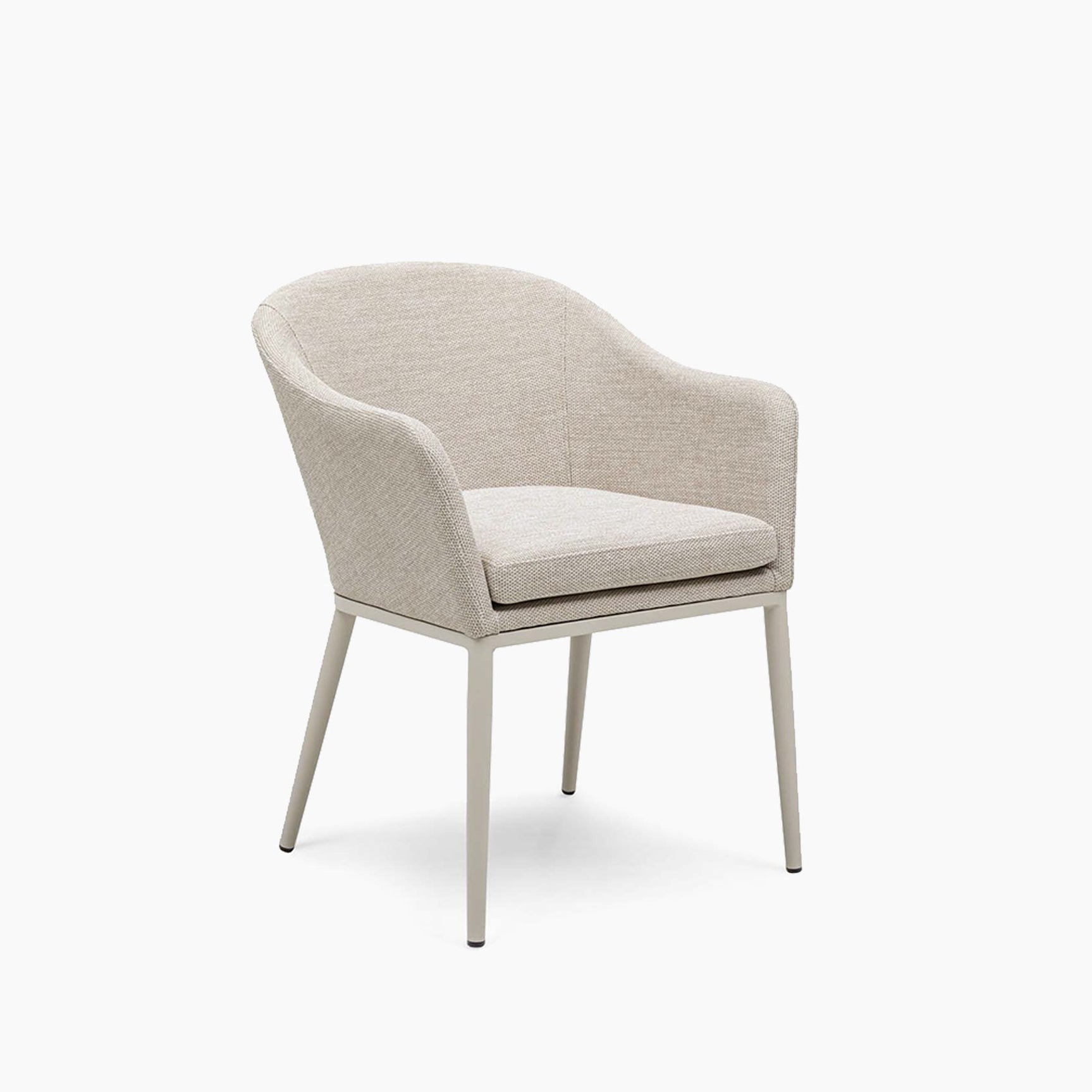 The Luna Dining Chair in Fawn (2pcs) features modern beige upholstery and slim metal legs, shown on a white background.