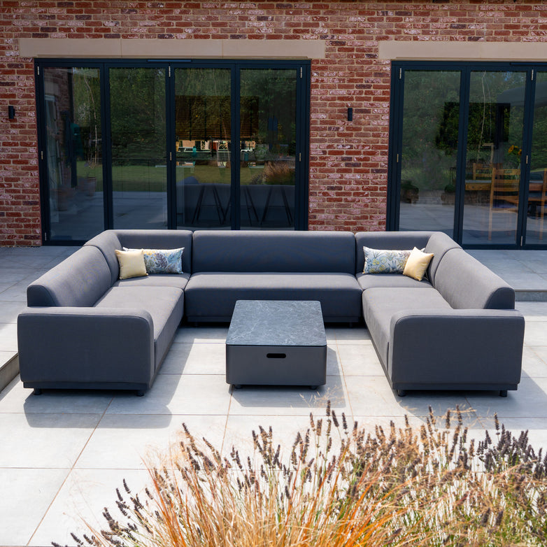 Luna U-Shape Outdoor Fabric Sofa Set with Coffee Table in Grey