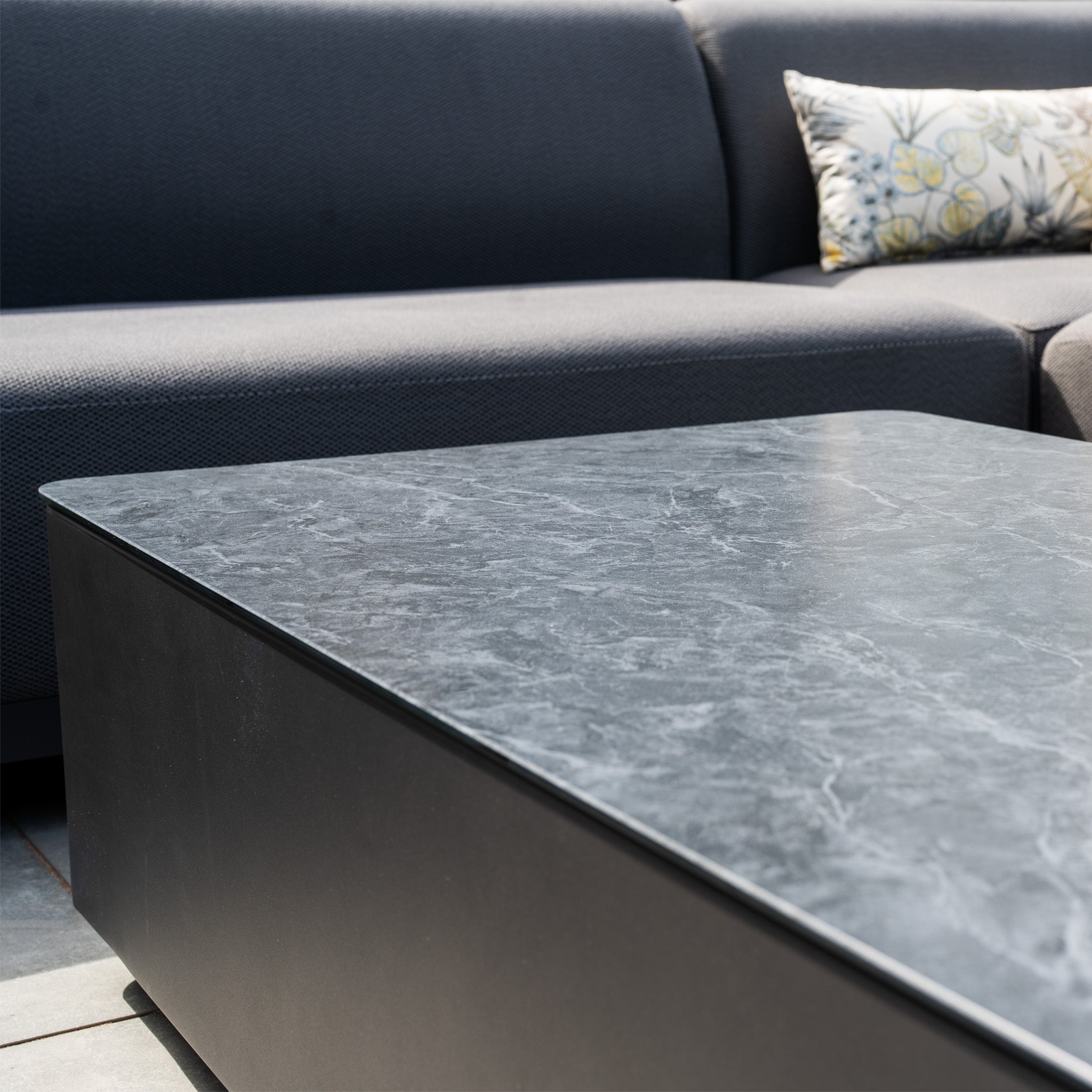Luna U-Shape Outdoor Fabric Sofa Set with Coffee Table in Grey