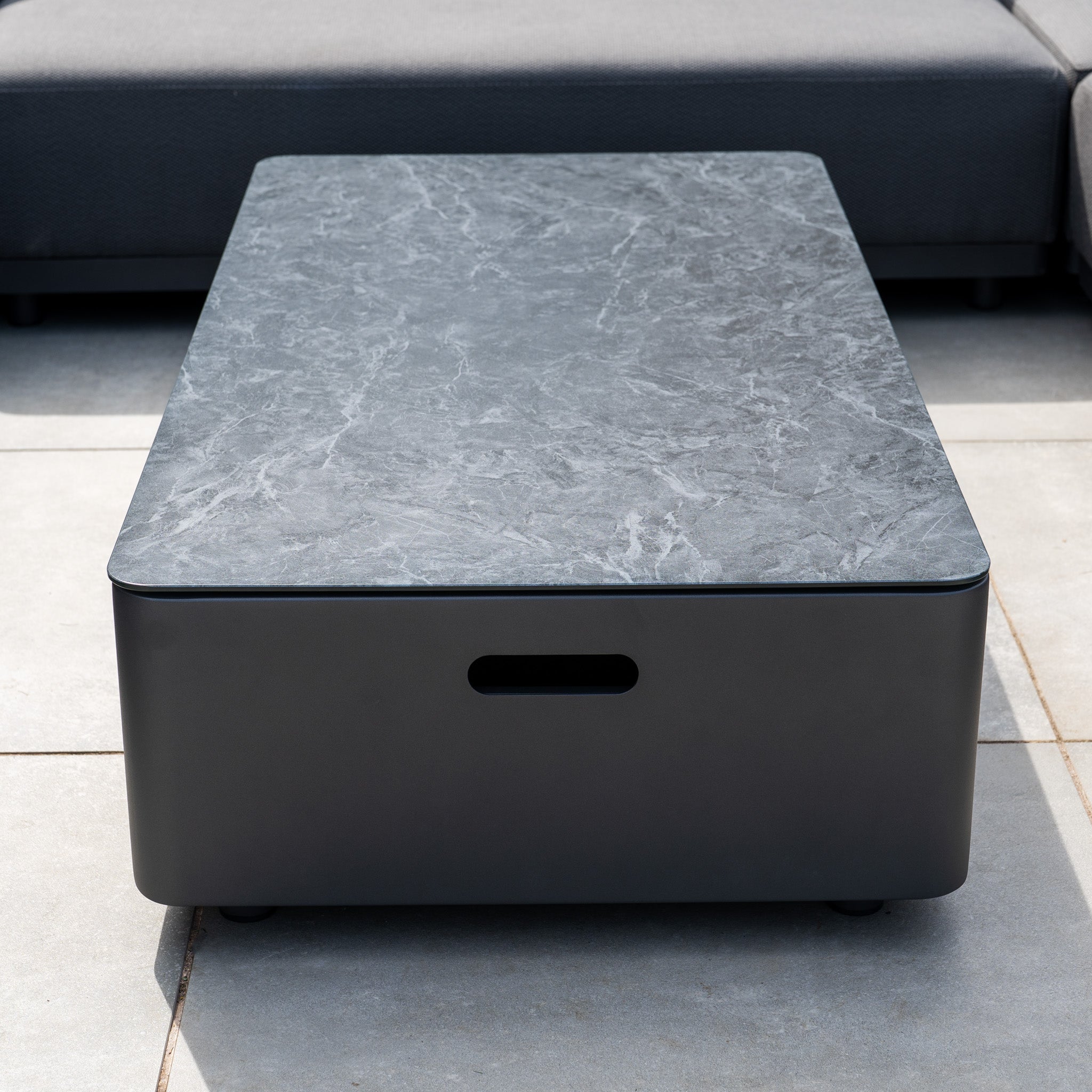 Luna U-Shape Outdoor Fabric Sofa Set with Coffee Table in Grey