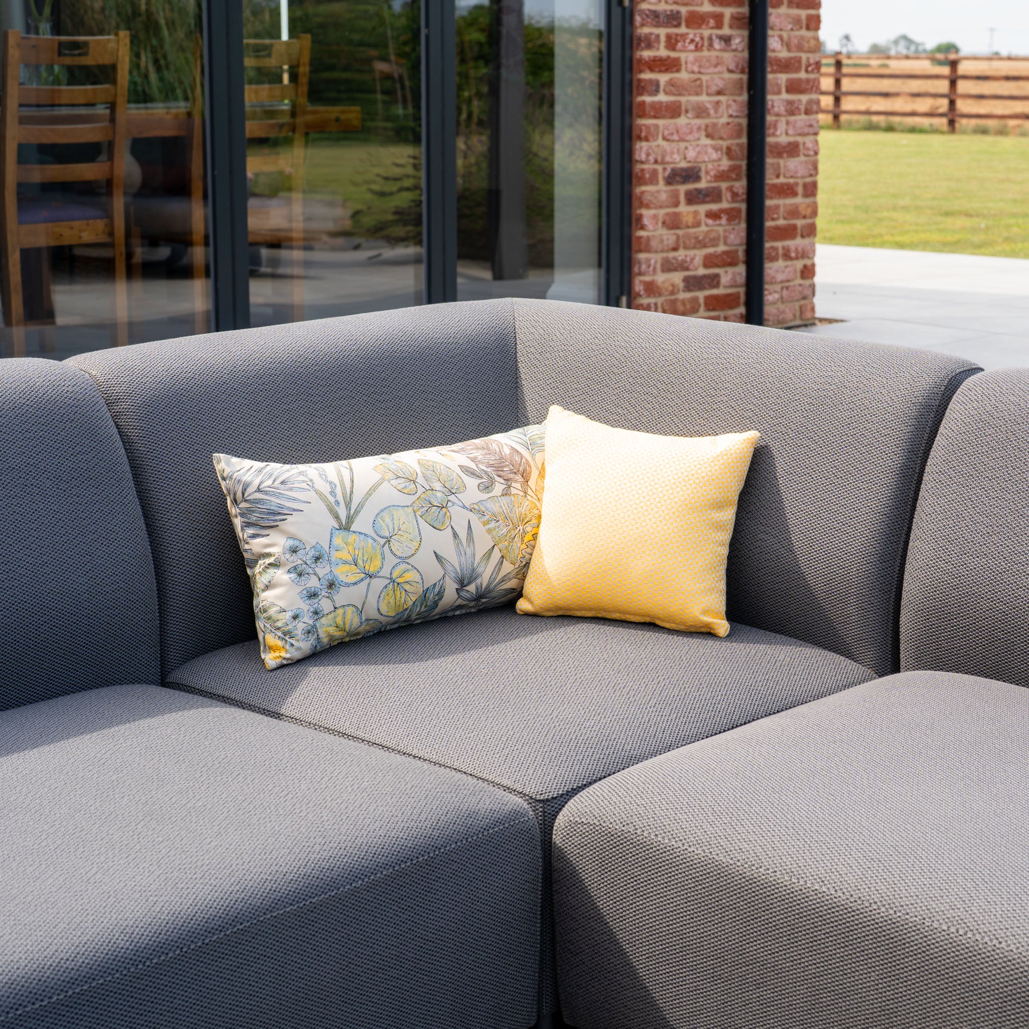 Luna U-Shape Outdoor Fabric Sofa Set with Coffee Table in Grey
