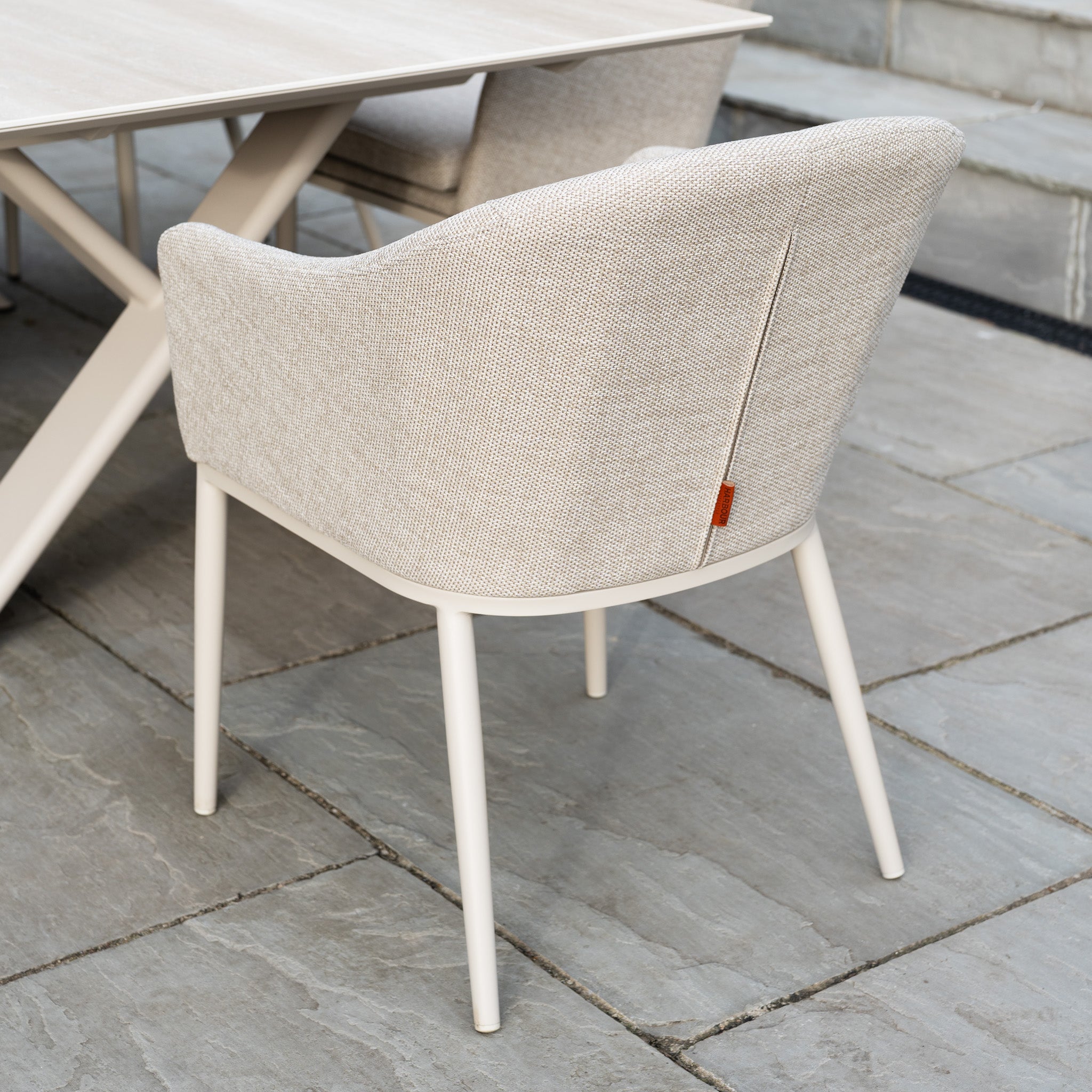 Luna 8 Seat Outdoor Fabric Dining Set with Albatross Extending Table in Fawn