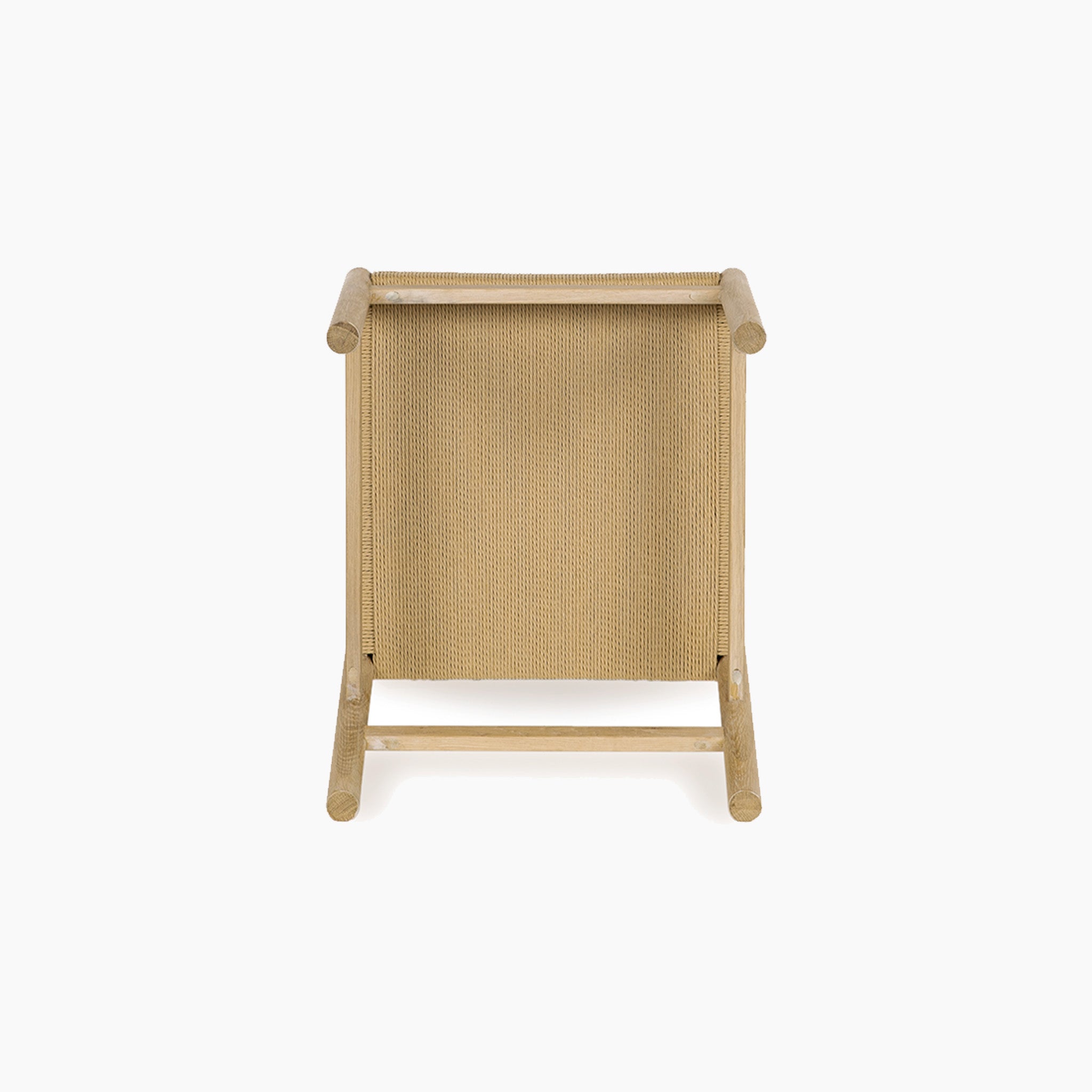Front view of a beige woven lounge chair with wooden frame, shown against a white background—pairs perfectly with the Amberley 4 Seat Round Extending Dining Set with Marlow Woven Dining Chair in Light Oak for a cohesive look.