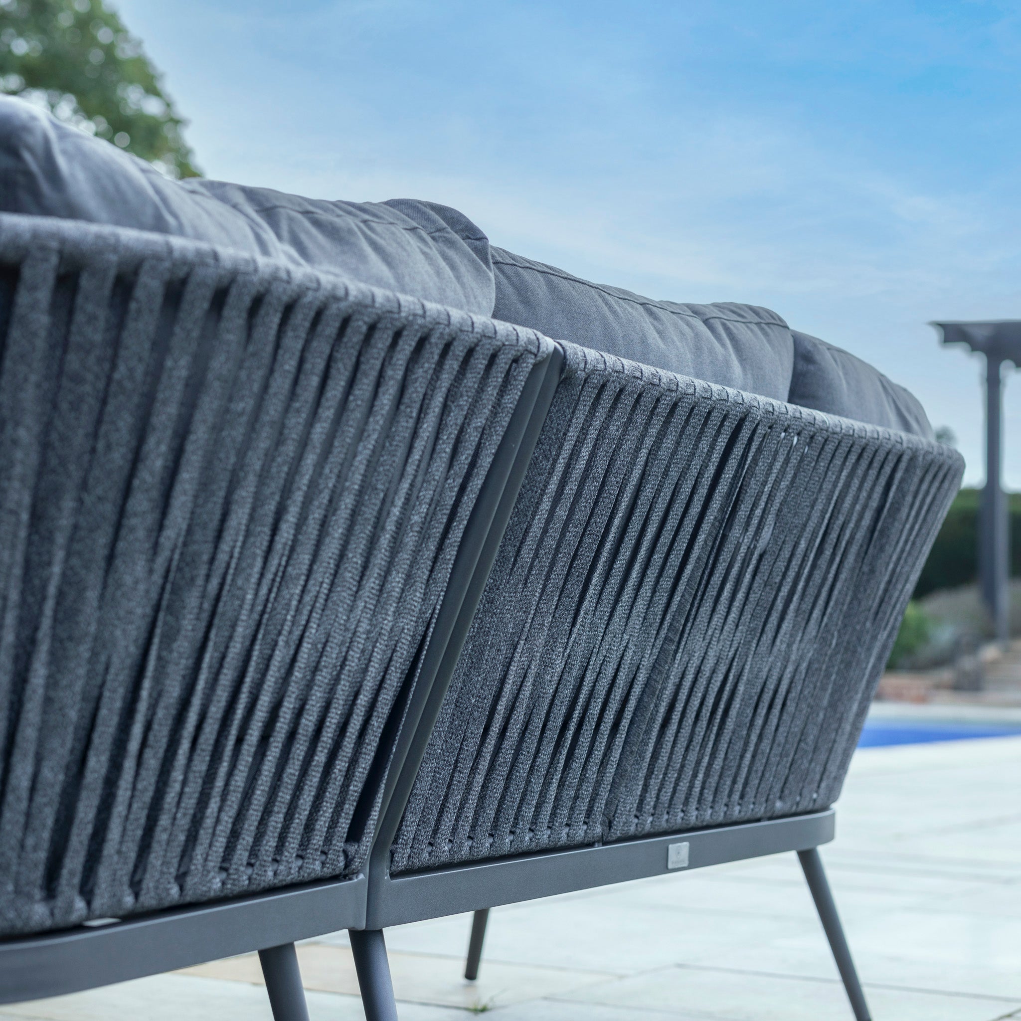 Monterrey U Shape Rope Sofa Set with Rising Table in Grey
