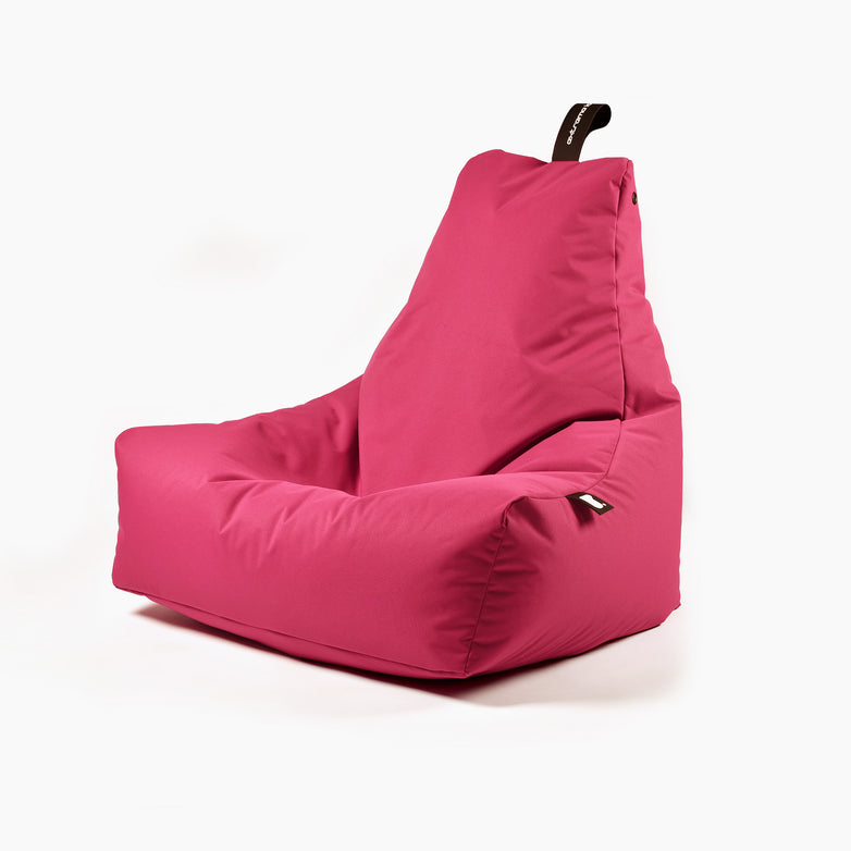 The Outdoor Mighty B-Bag in Pink, with a black handle on the top rear, features fade-resistant fabric, making it perfect for any setting and is set against a white background.