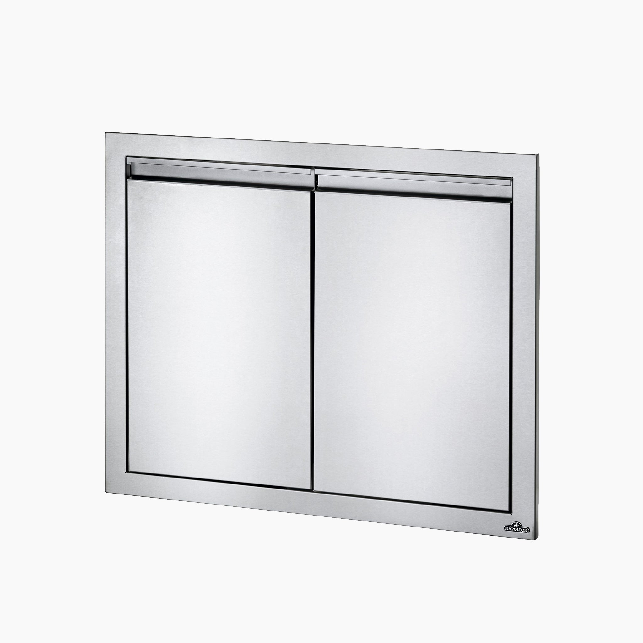 Napoleon 30" x 24" Double Door features a sleek, modern design with horizontal handles, making it perfect for custom grill islands and outdoor kitchen storage.