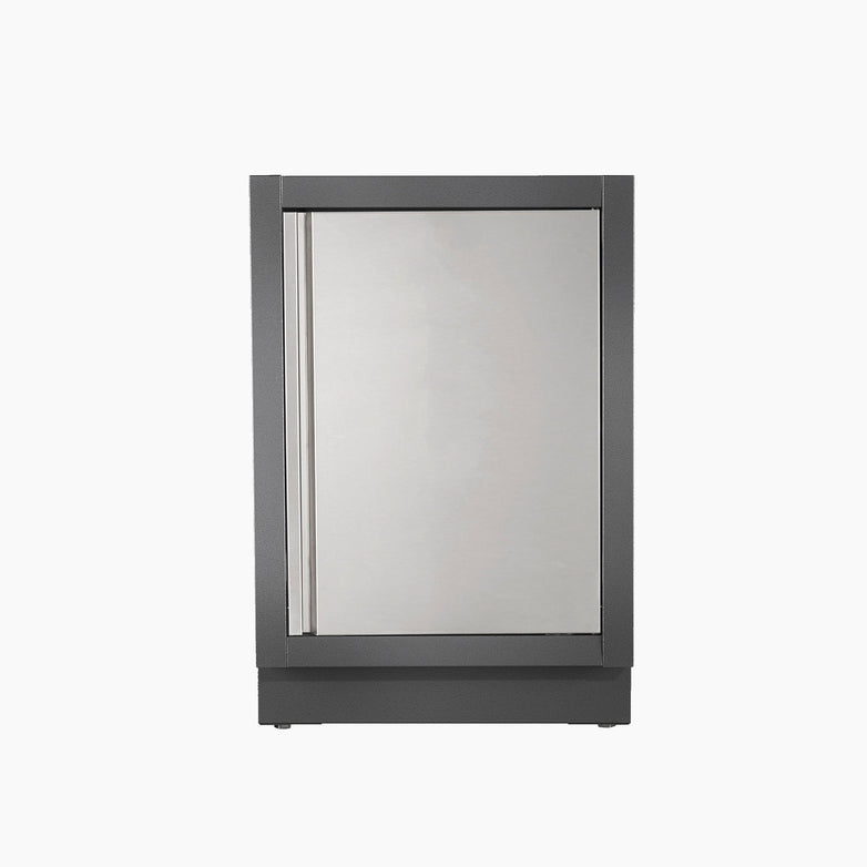 The Napoleon Oasis Propane Tank Cabinet, with its sleek, modern design and dark finish, positioned against a white background, adds a touch of elegance to your outdoor kitchen space.