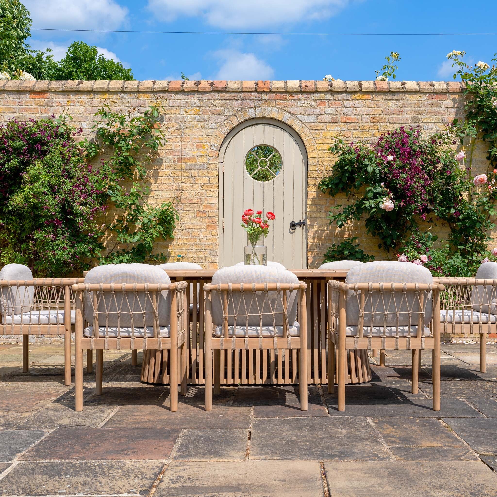 Paia 8 Seat Rectangular Dining Set in Linen (Ex Display)