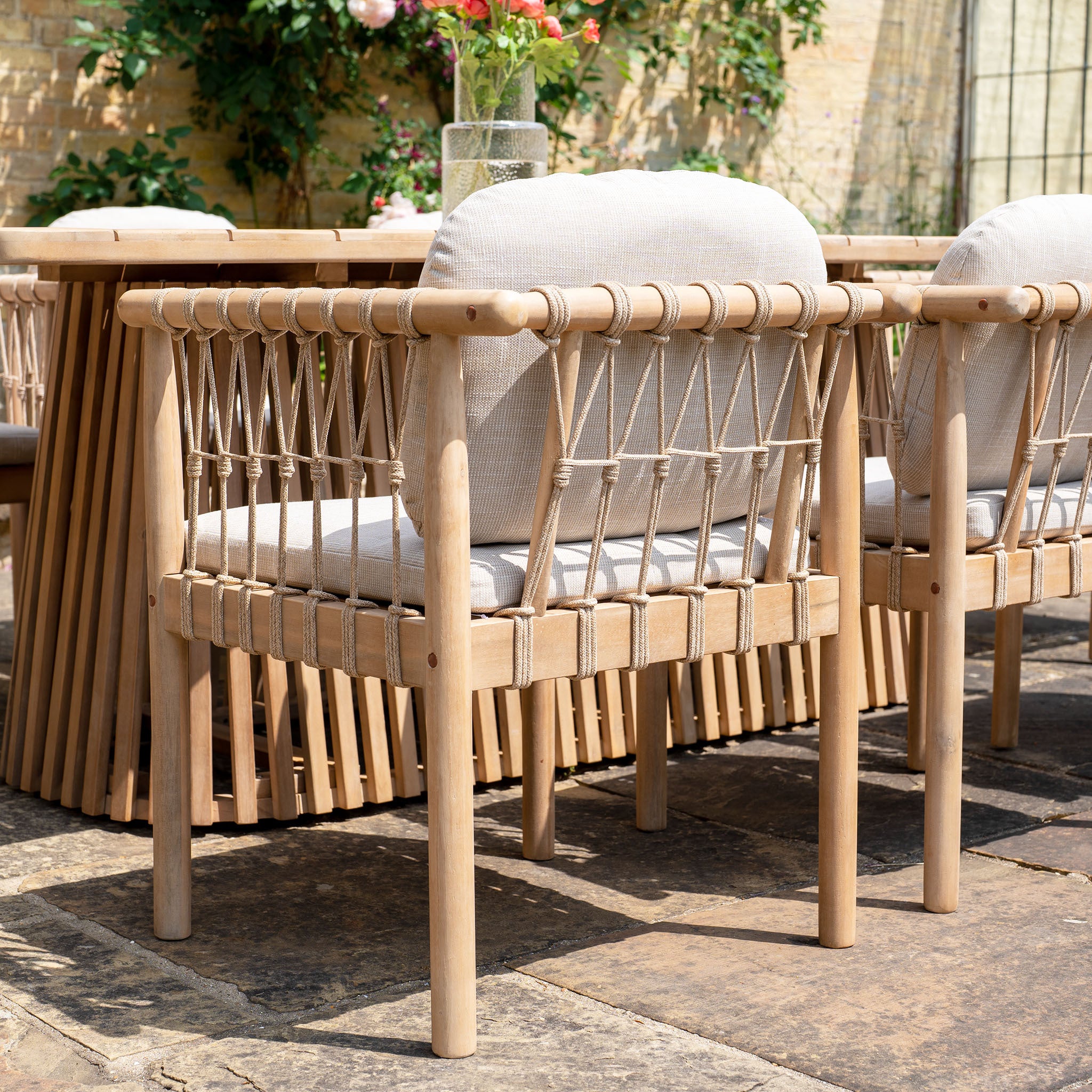 Paia 8 Seat Rectangular Dining Set in Linen (Ex Display)