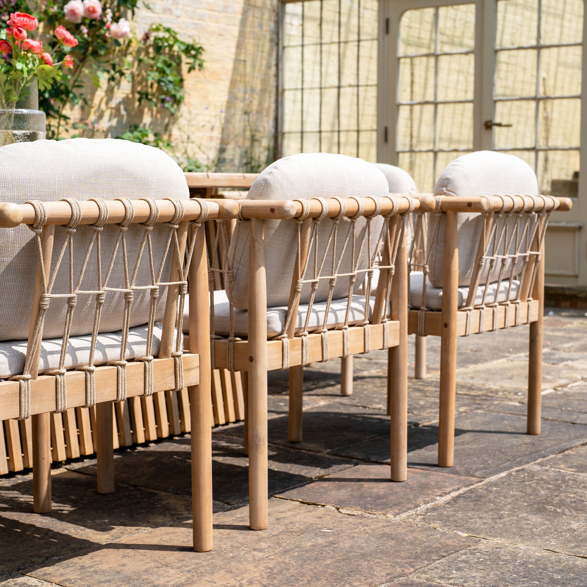 Paia 8 Seat Rectangular Dining Set in Linen (Ex Display)