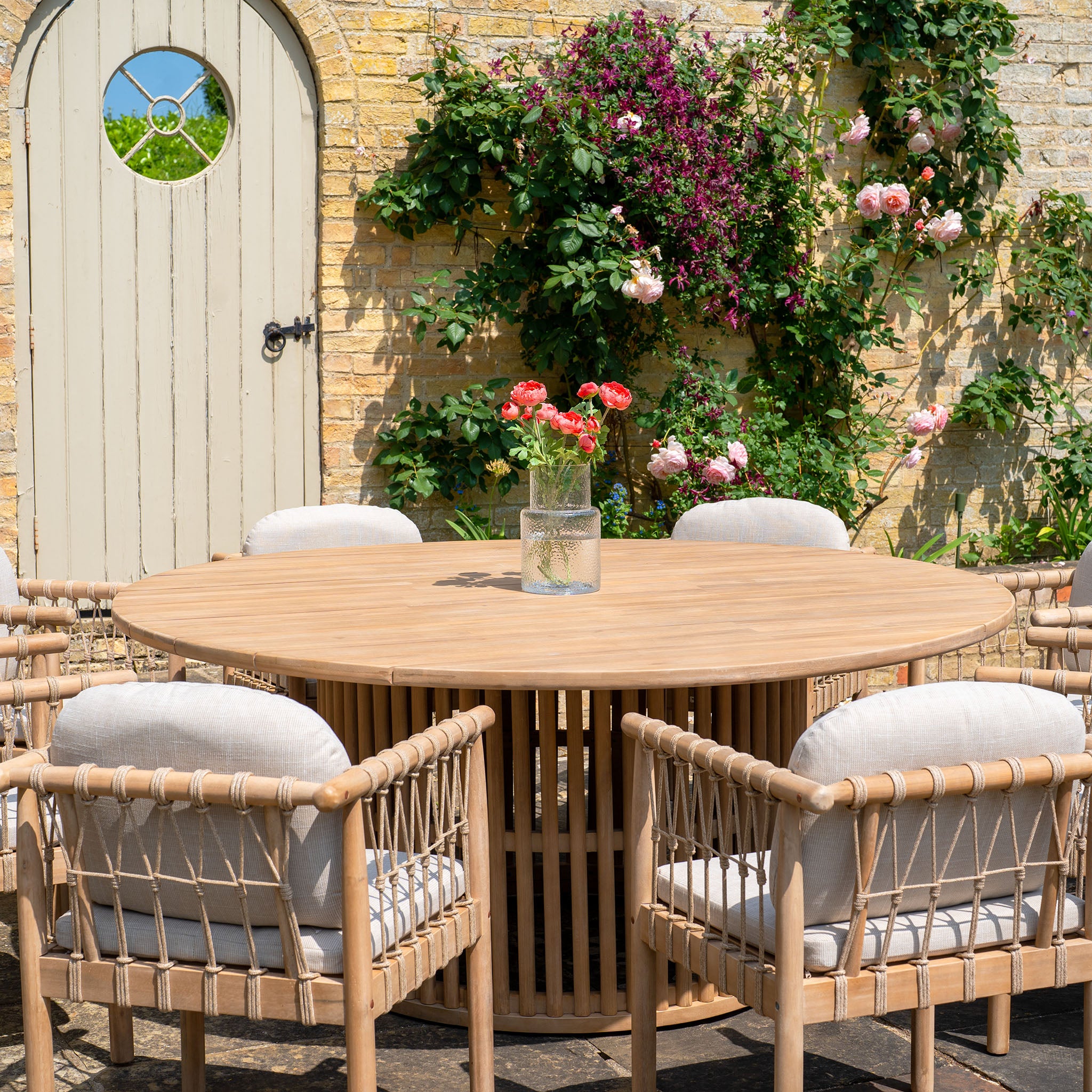 Paia 8 Seat Round Dining Set in Linen