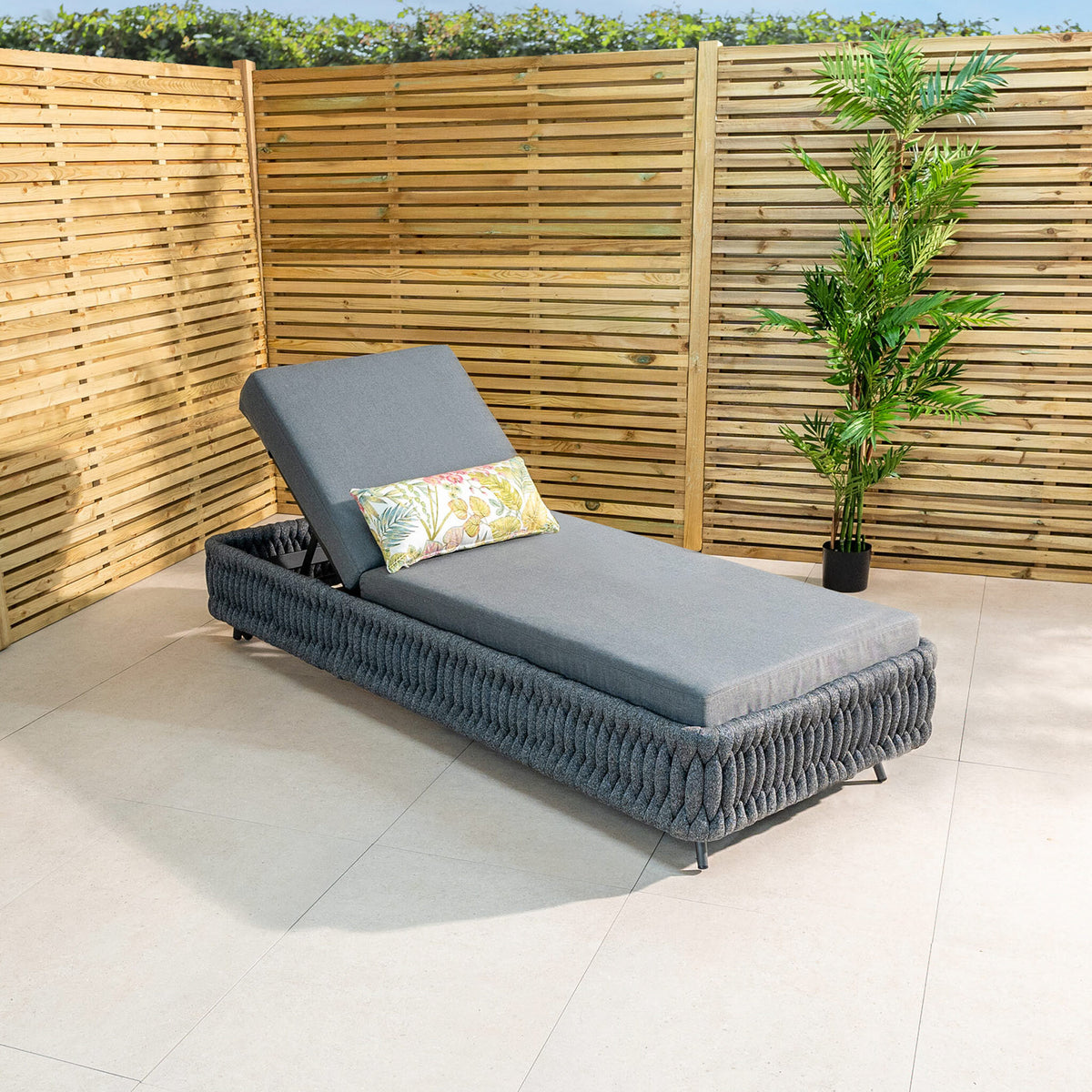 Palma Rope Sun Lounger in Grey