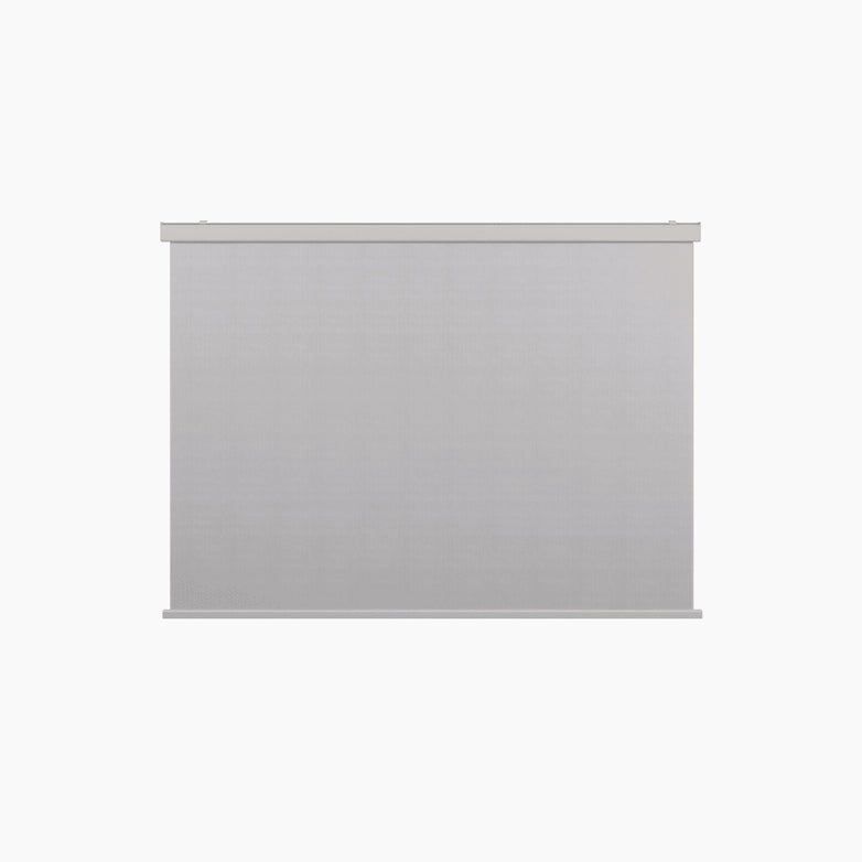 A white 1x - 4M integrated manual side blind, showcasing the PergoSTET design, is fully extended against a plain white background.