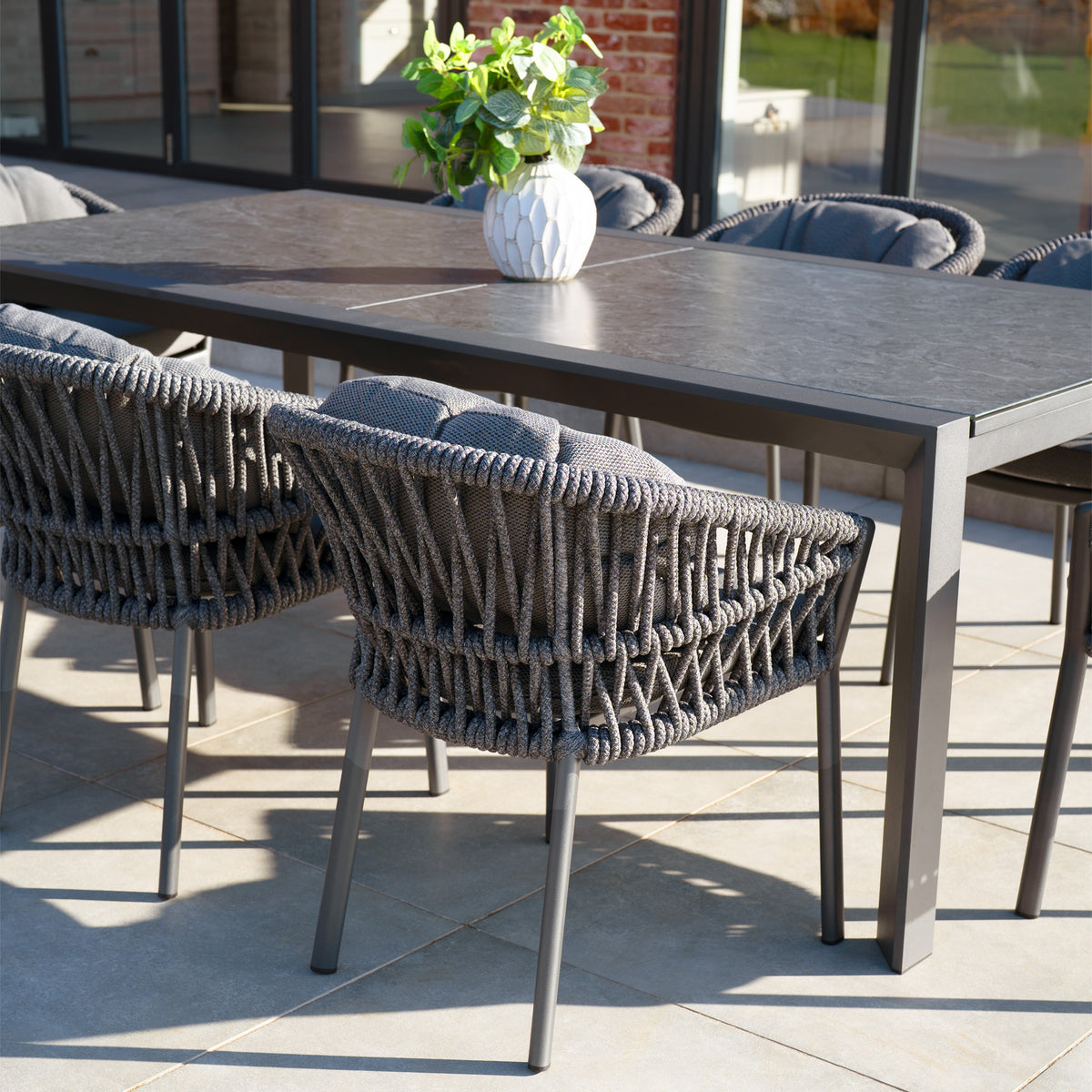 Pello Table Pello 8 Seat Extending Dining Set with Ceramic Table in Grey