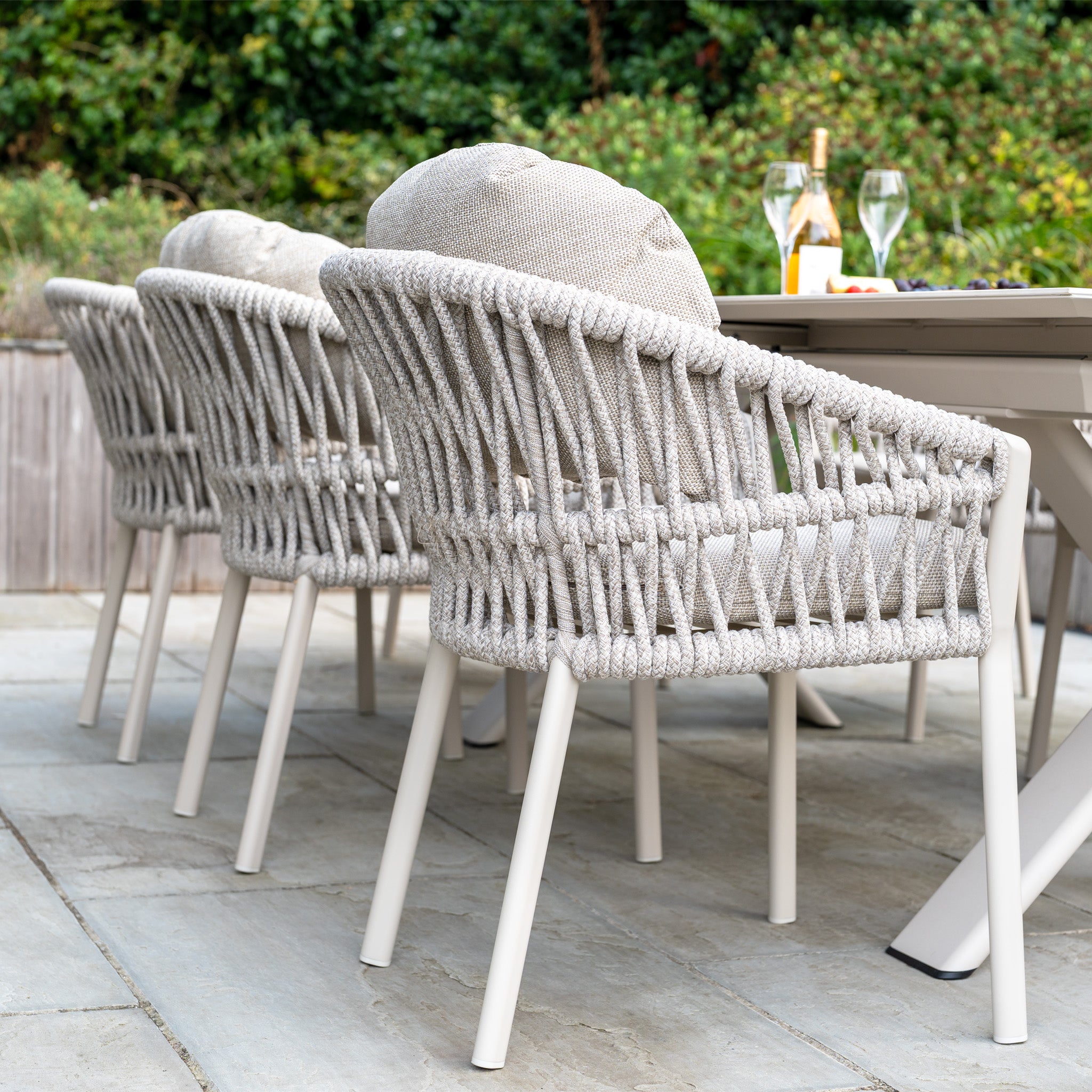 Pello 8 Seat Dining Set with Albatross Extending Table in Fawn