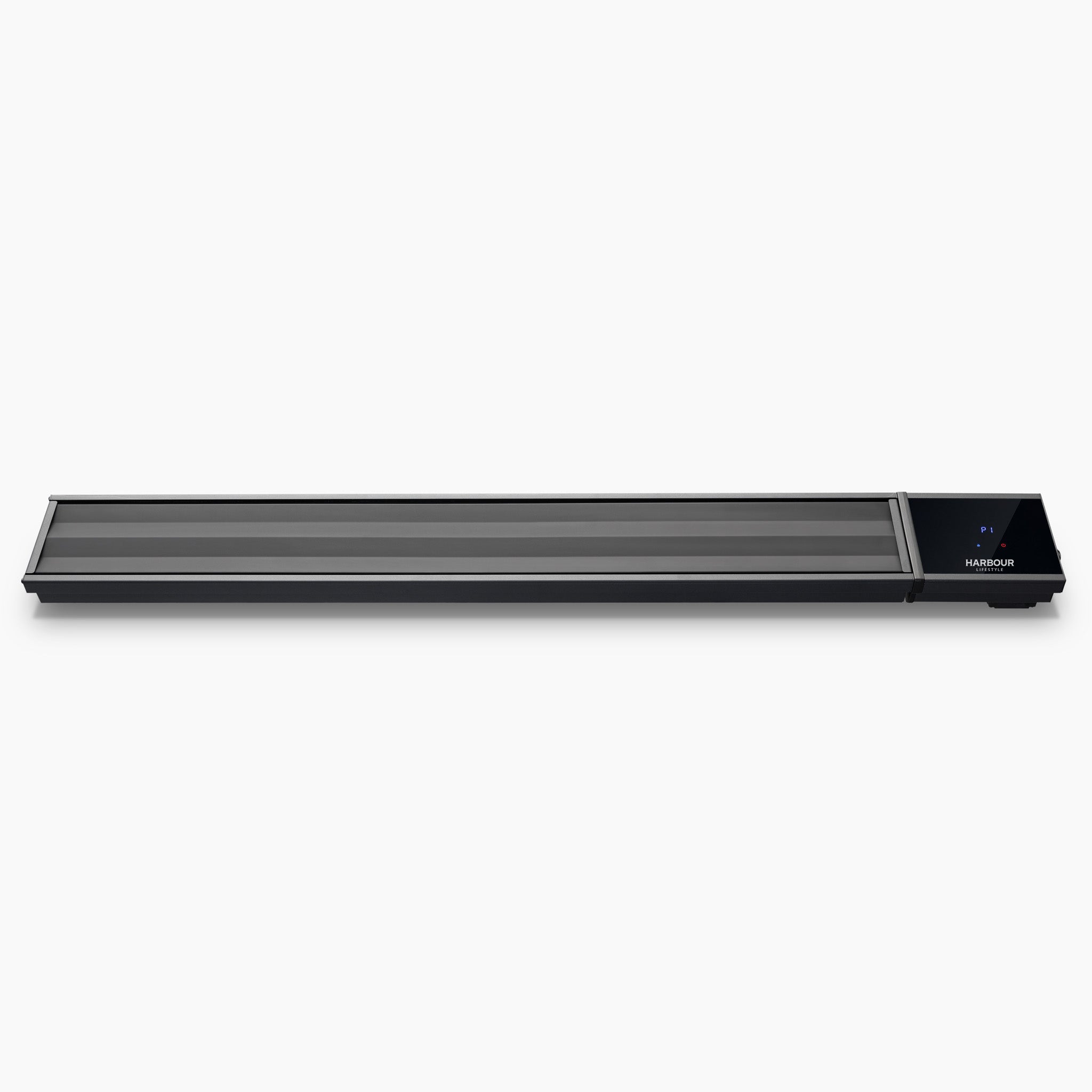 The PergoSTET 2400W Wifi & Bluetooth Heater in Black is a sleek, rectangular electric heater with controls on the right—ideal for outdoor heating under pergolas and enhancing your Harbour Lifestyle, shown on a white background.