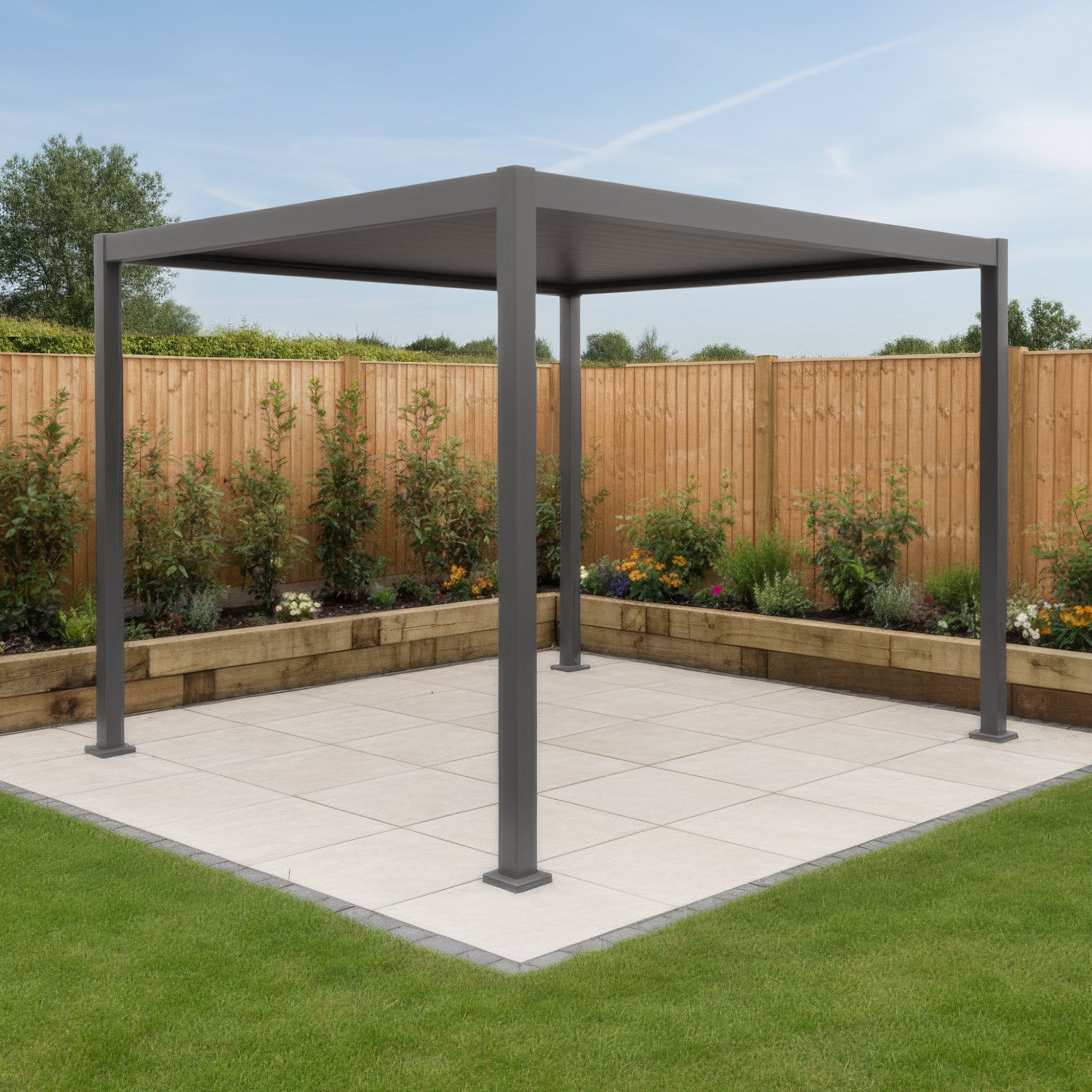 PergoSTET Lite 2.4m x 3m Metal Rectangular Pergola in Grey
