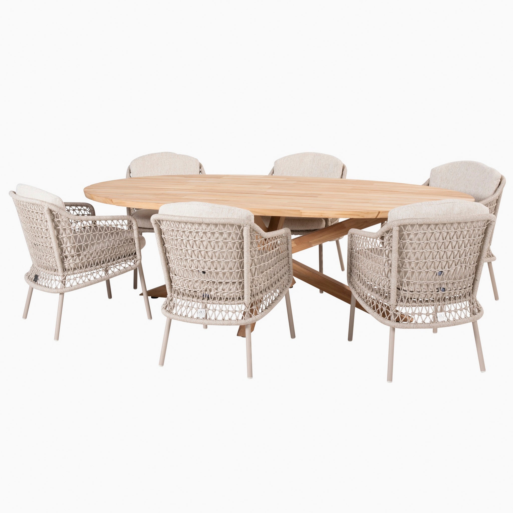 Puccini 6 Seat Oval Dining Set in Latte