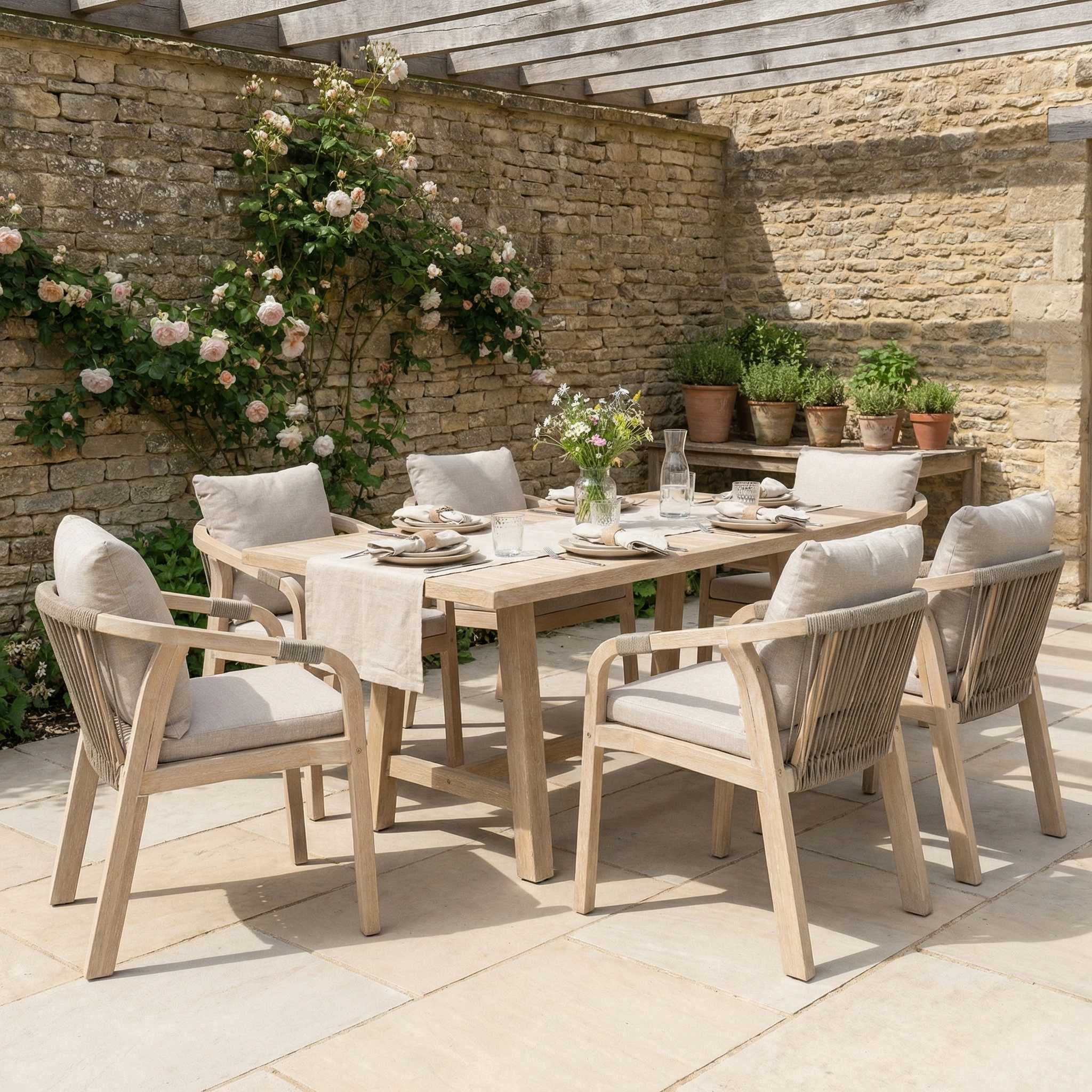 Quay 6 Seat Rectangular Dining Set in Mocha