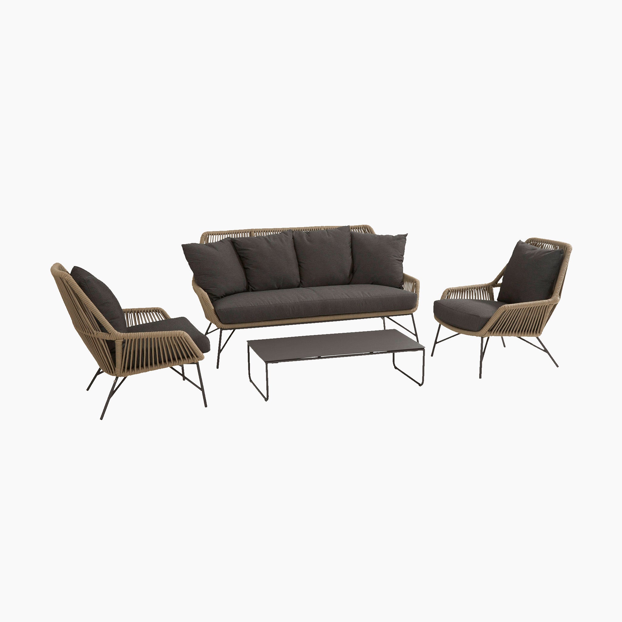 Ramblas 3 Seat Sofa Set with HPL Table in Taupe