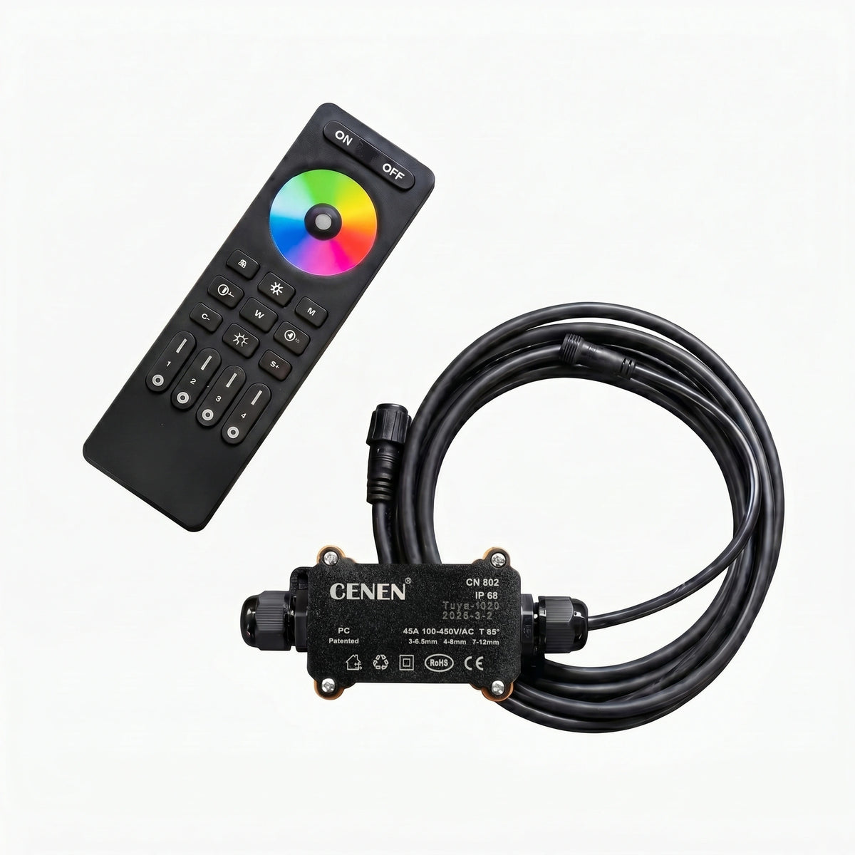 a remote control and a cable