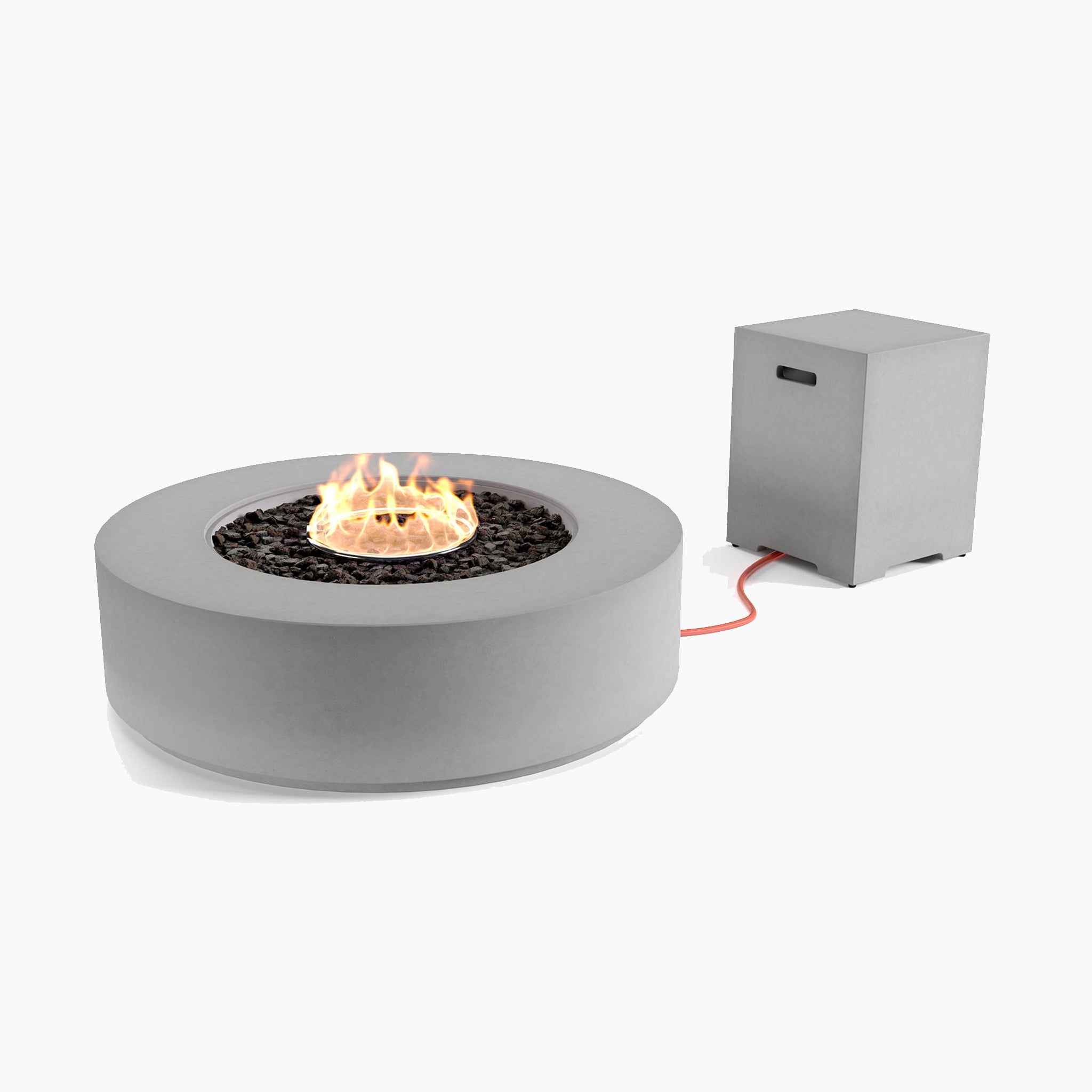 Ember Round Firepit Coffee Table in Stone Grey