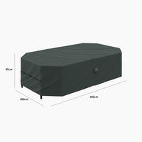 The Stormtex 10 Seat Rectangular Extending Dining Set Cover (345 x 200 x 85cm) in dark green is a waterproof cover, ideal for shielding your outdoor dining set from the elements.