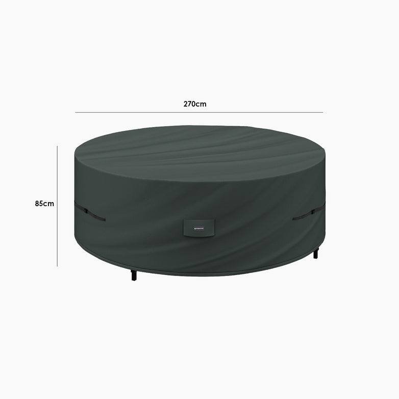 The Stormtex 6 Seat Round Dining Set Cover (270 x 85cm) is a waterproof, dark green cover for outdoor furniture, providing reliable all-weather protection.