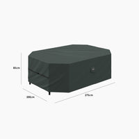 The Stormtex 6 Seat Rectangular Dining Set Cover (275 x 200 x 85cm) in black is shown on a white background.