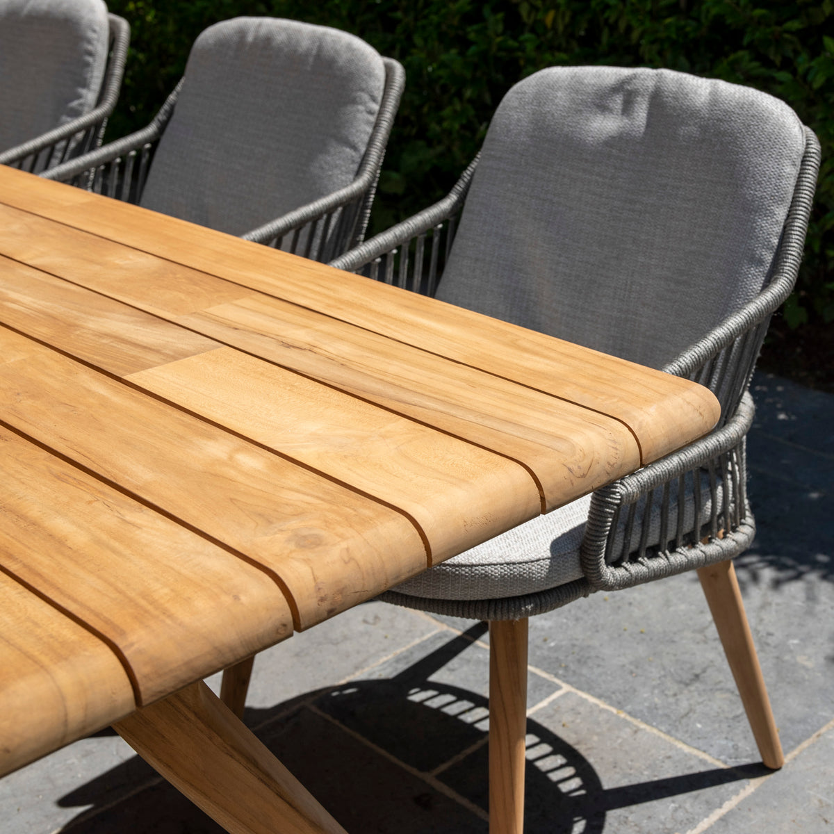 Sempre Table Sempre 6 Seat Rectangular Dining Set with Teak Table in Light Grey