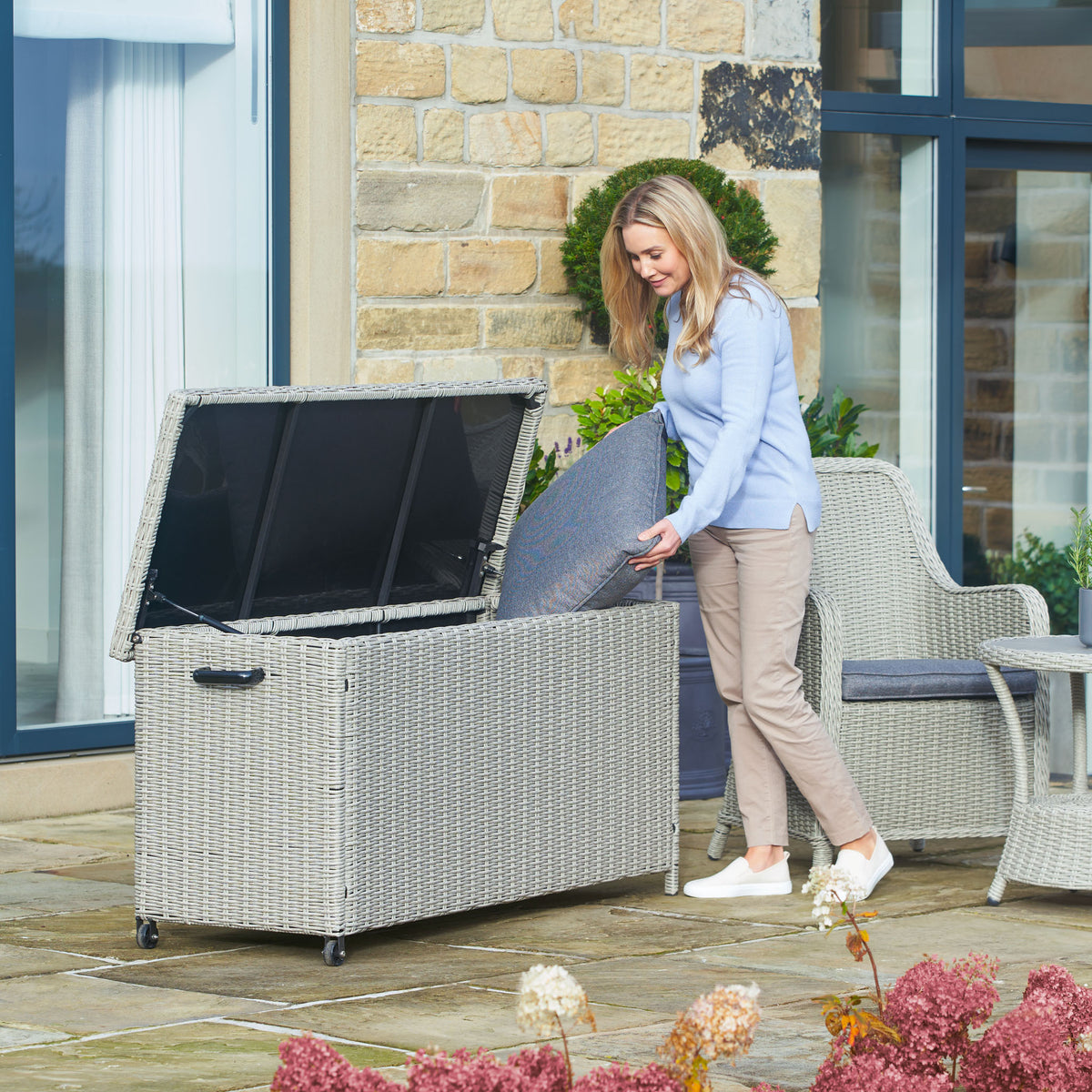 Pacific Lifestyle - Small Rattan Storage Box in Stone Grey