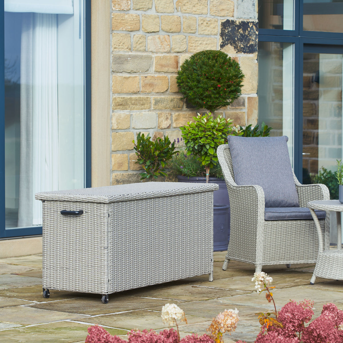 Pacific Lifestyle - Small Rattan Storage Box in Stone Grey