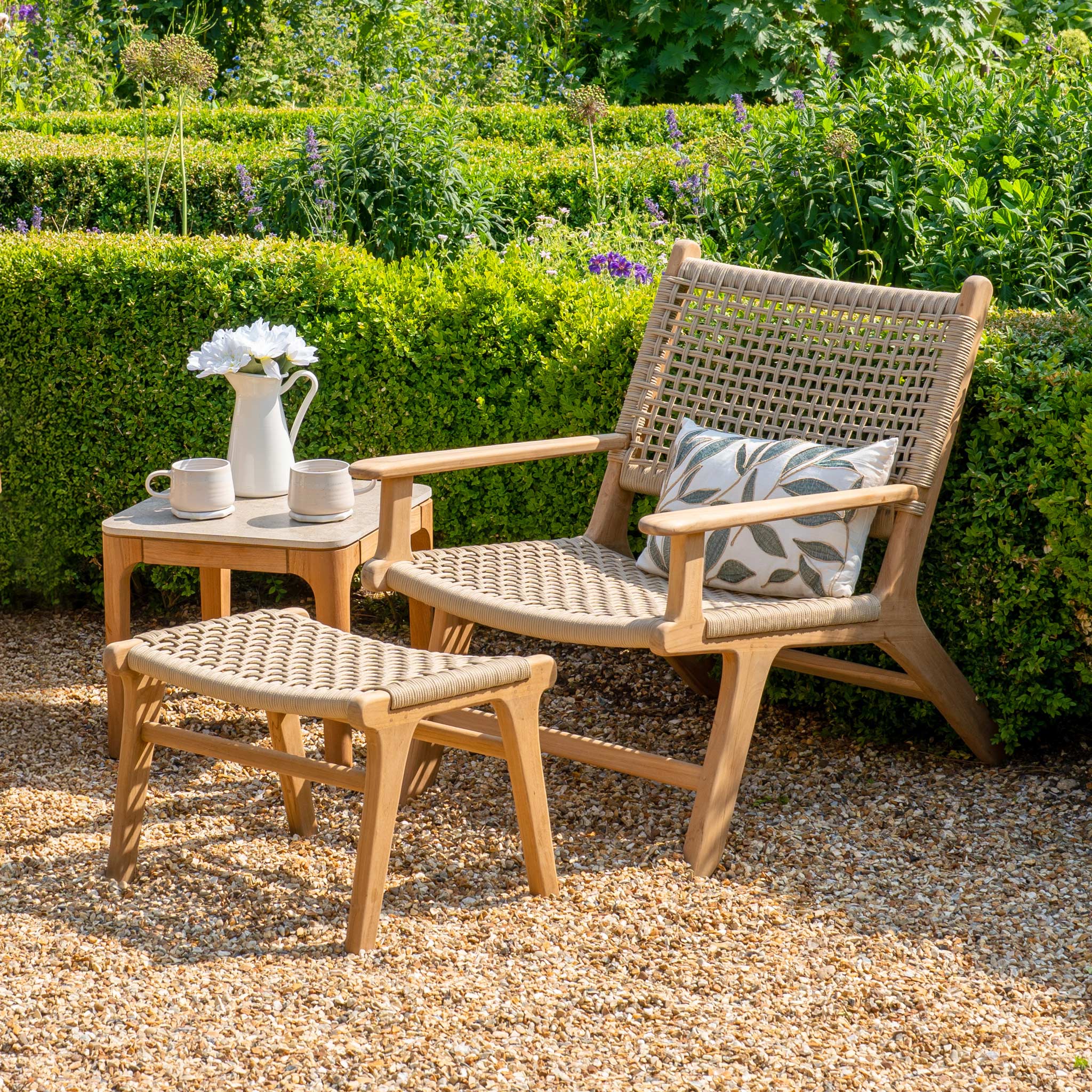 Sorrento Armchair with Ottoman in Taupe