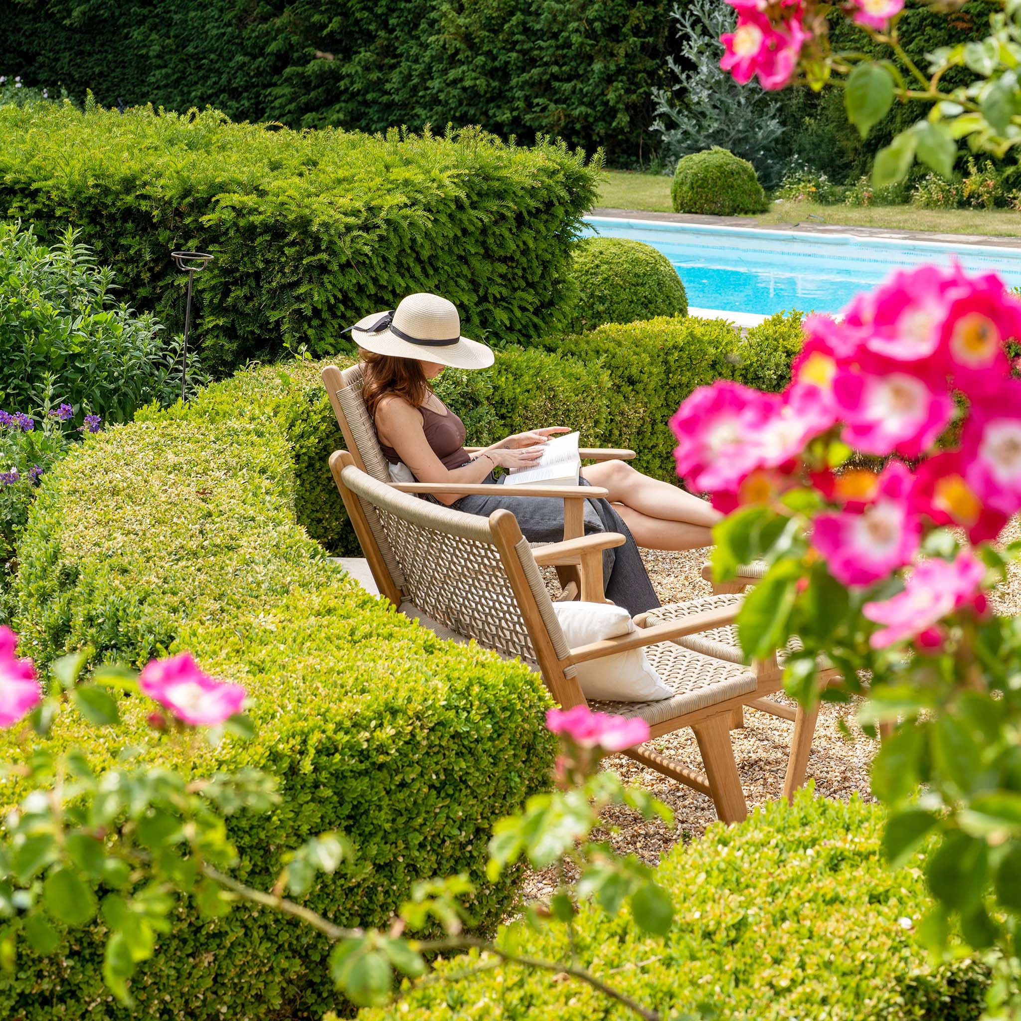 Sorrento Armchair with Ottoman in Taupe