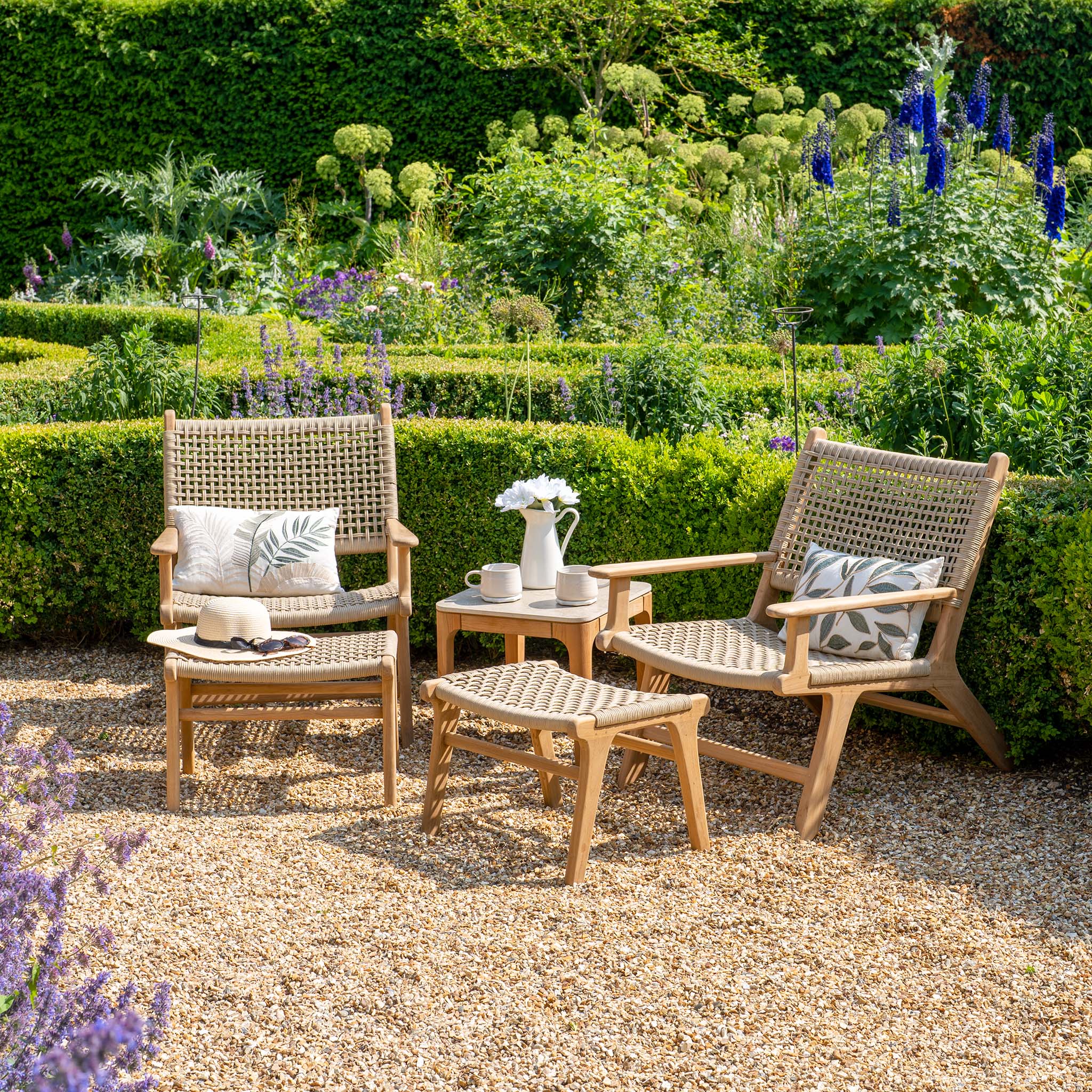 Sorrento Armchair with Ottoman in Taupe