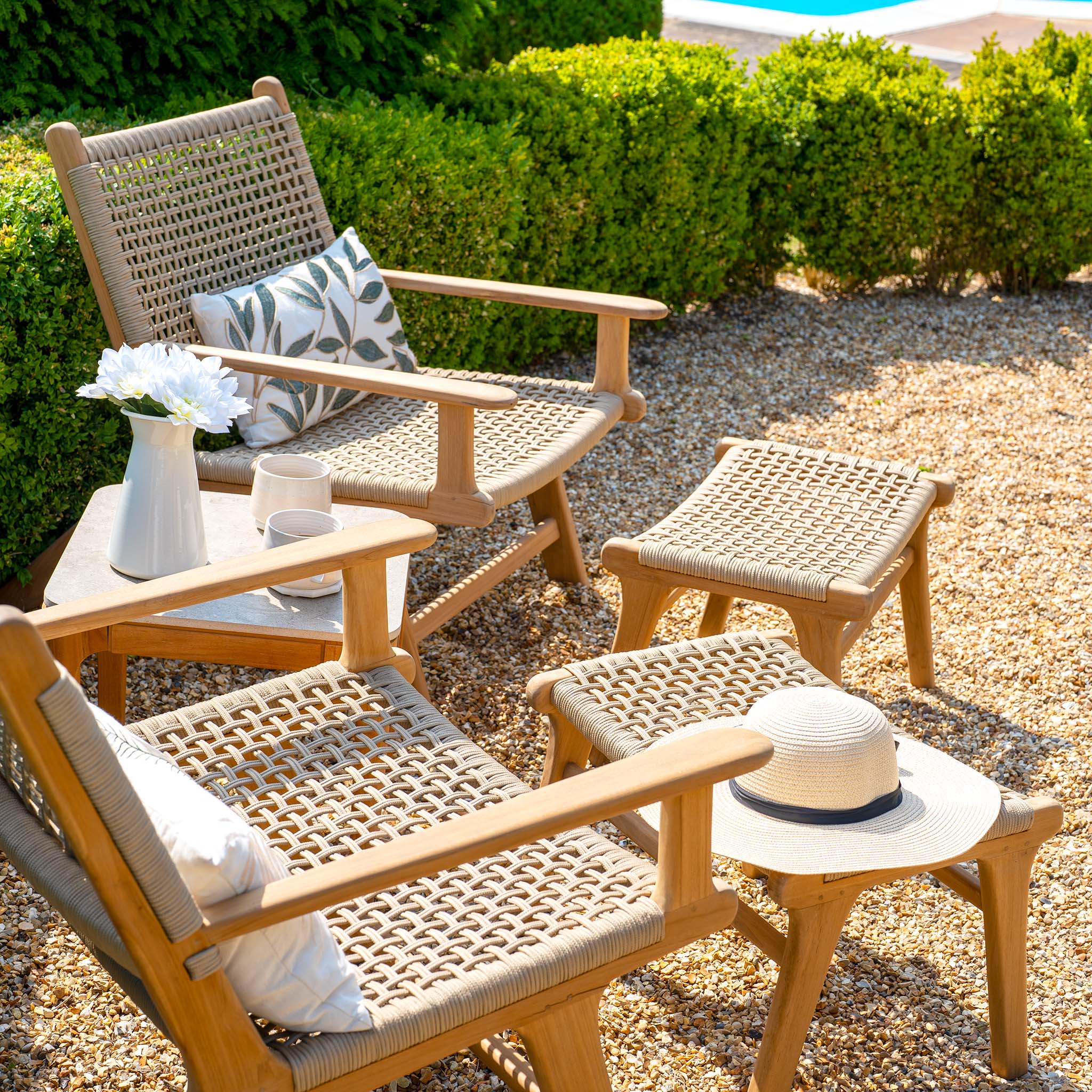 Sorrento Armchair with Ottoman in Taupe