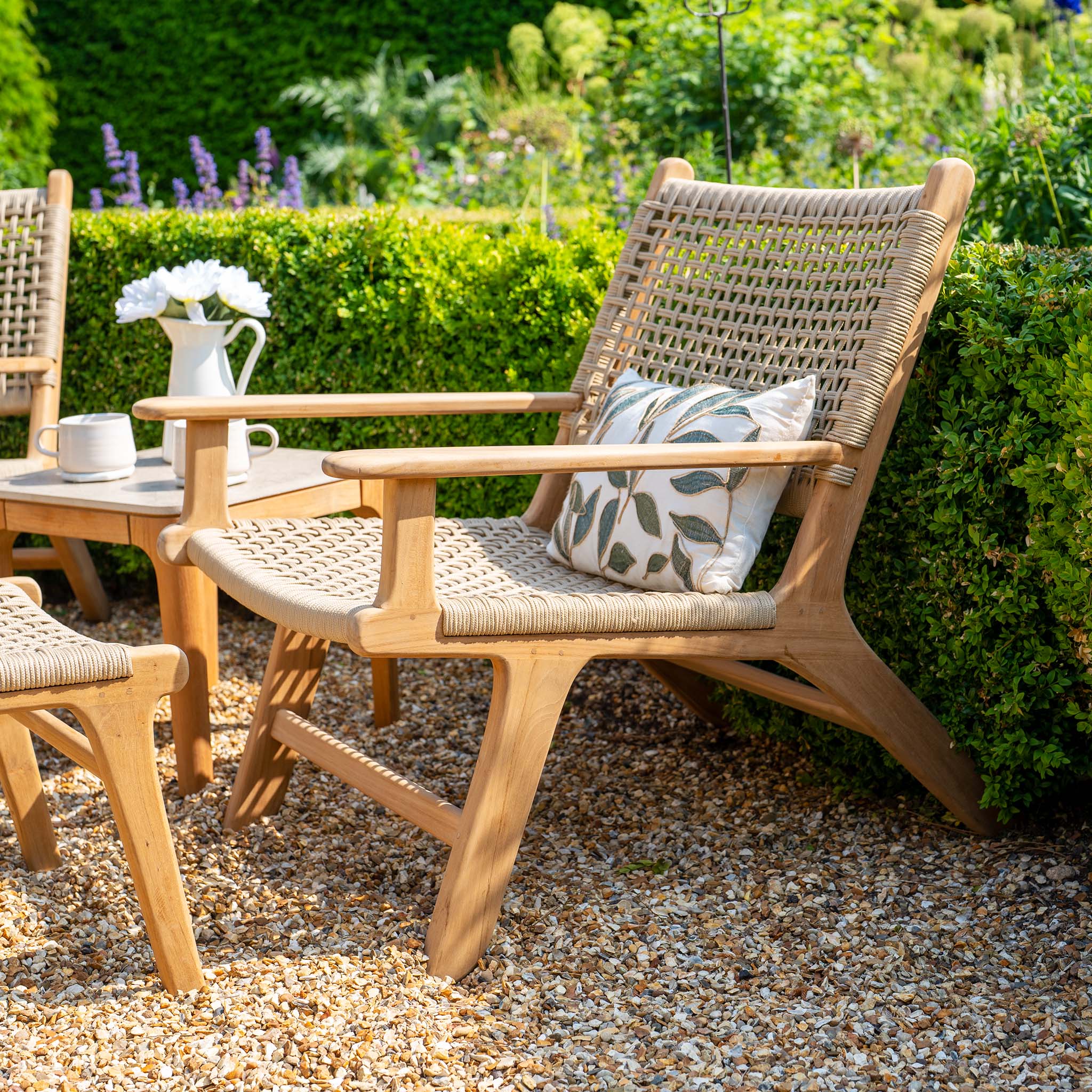 Sorrento Armchair with Ottoman in Taupe