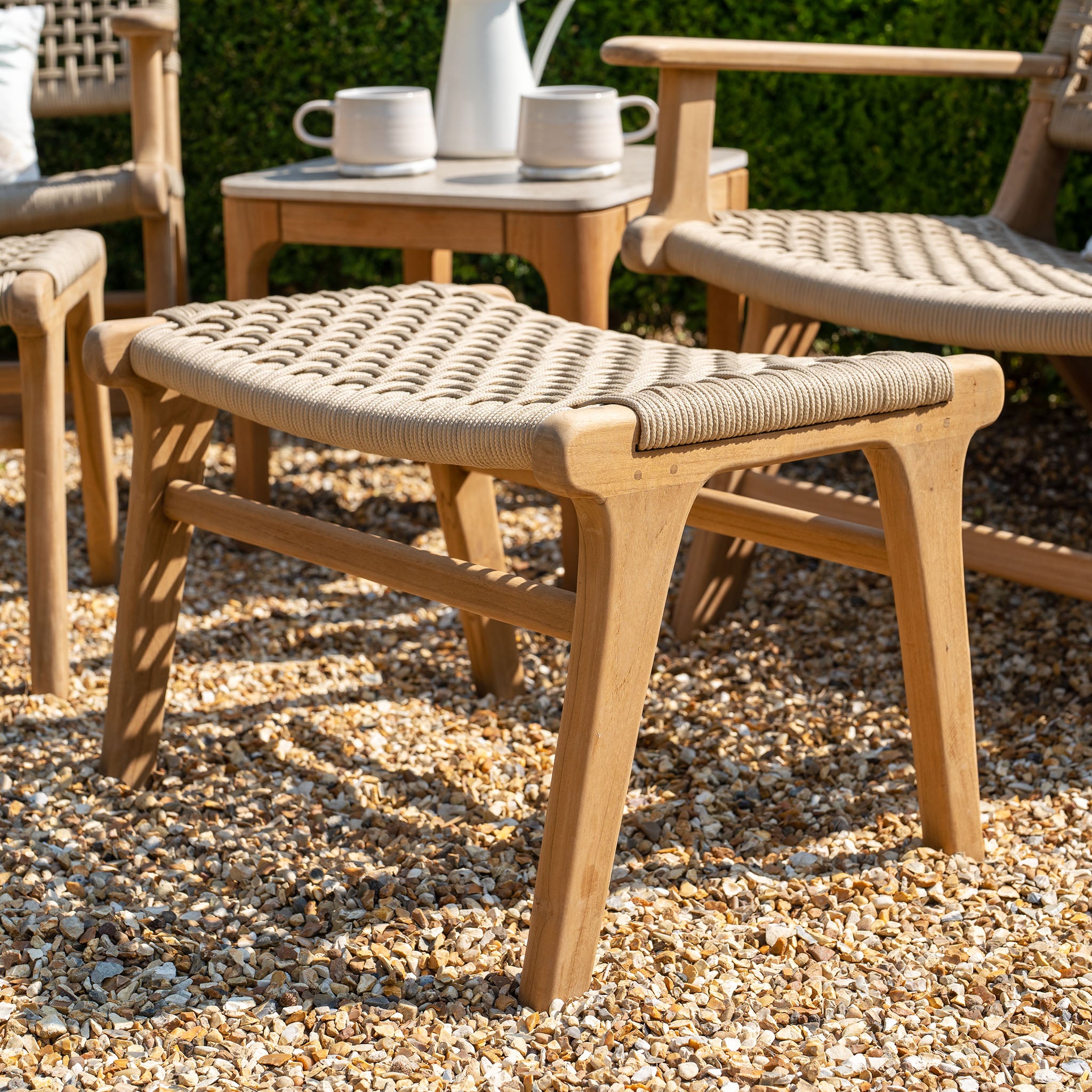 Sorrento Armchair with Ottoman in Taupe