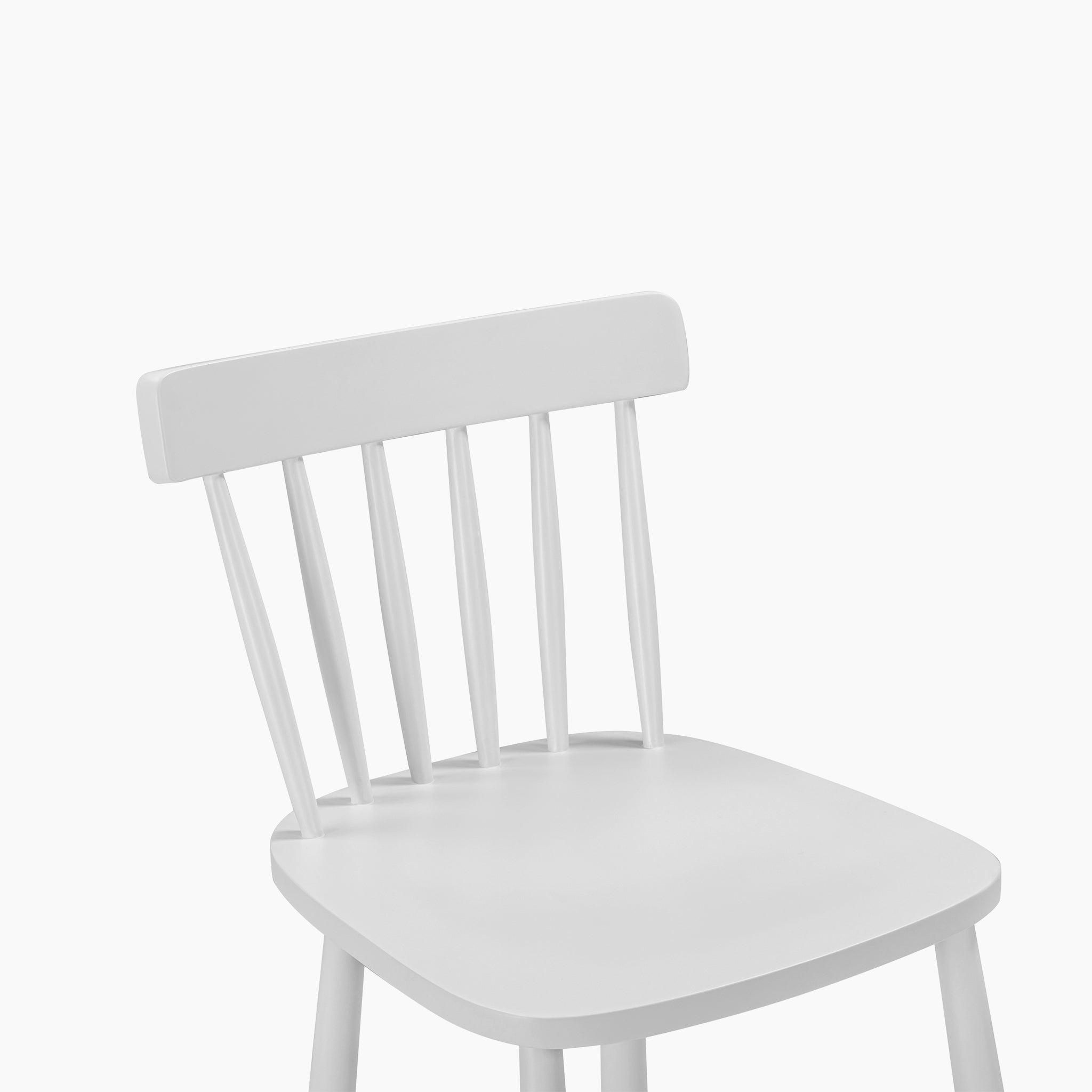 The Burford Spindleback Bar Stool in Warm White features vertical slats on the backrest, ideal for kitchen island seating. Shown against a plain white background, this piece is part of the Burford collection.