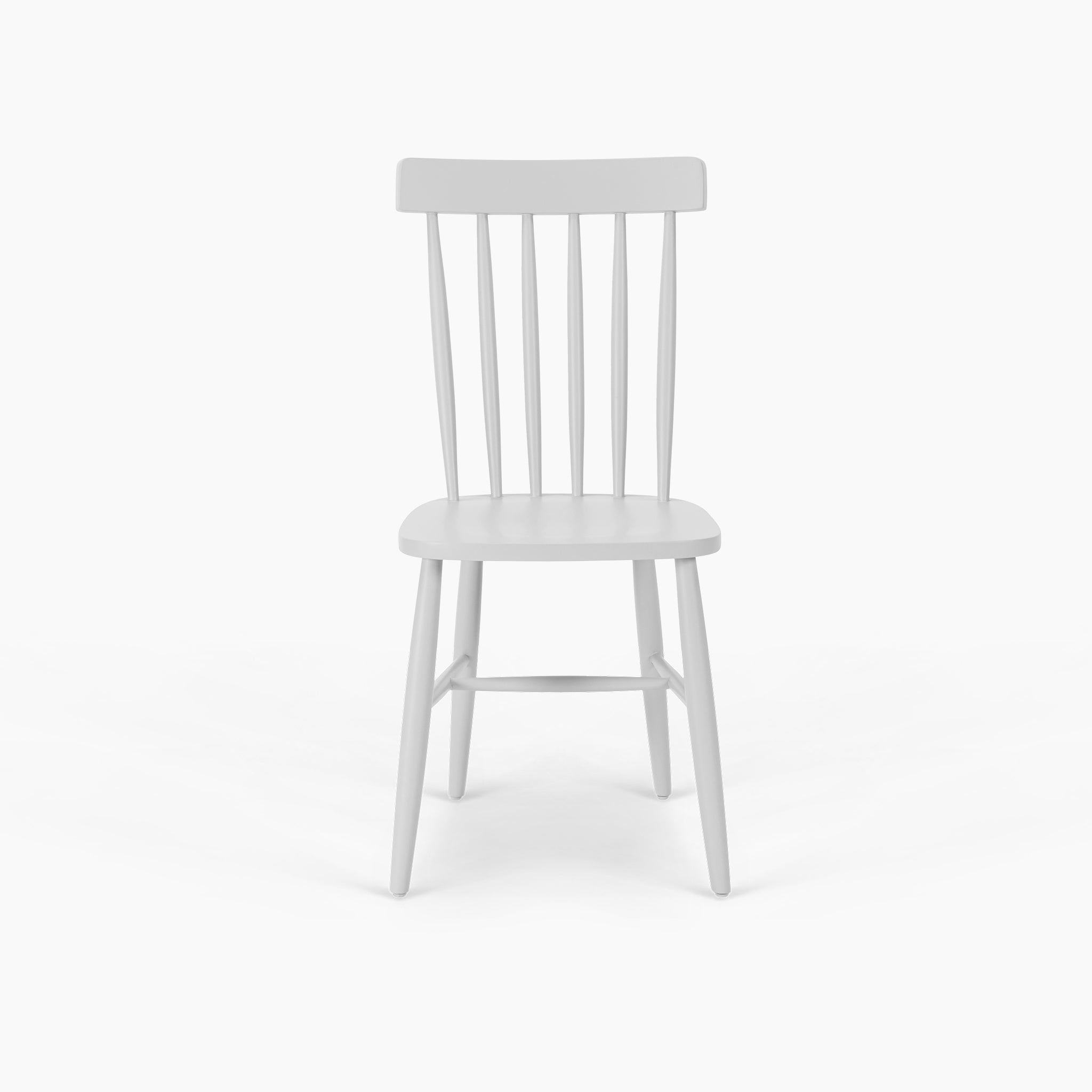 The Burford Set of 2 Spindleback Dining Chairs in Warm White features vertical slats on the backrests and is displayed against a plain white background.
