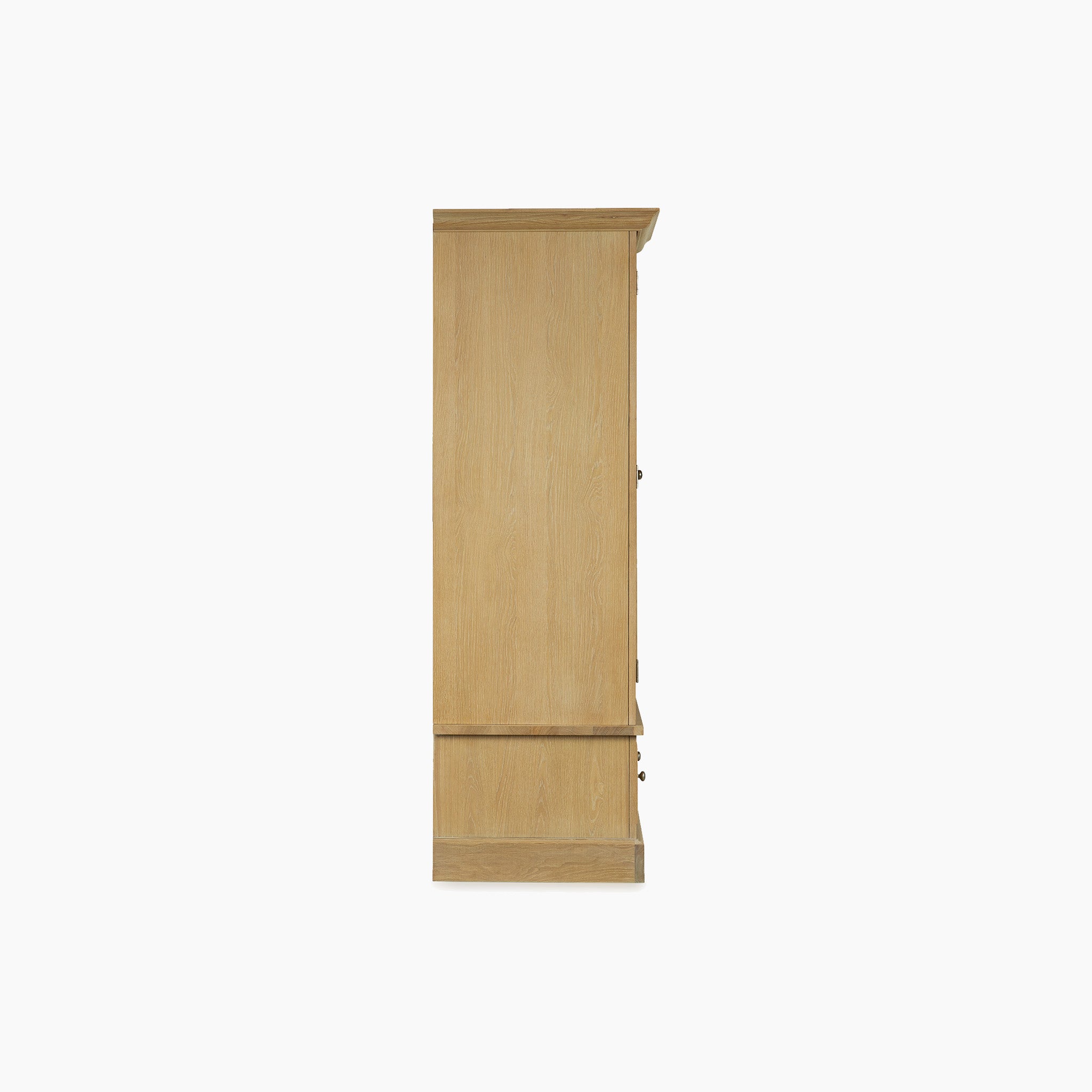 Side view of the Amberley Double Wardrobe in Light Oak, a tall solid oak bedroom furniture piece, displayed against a white background.