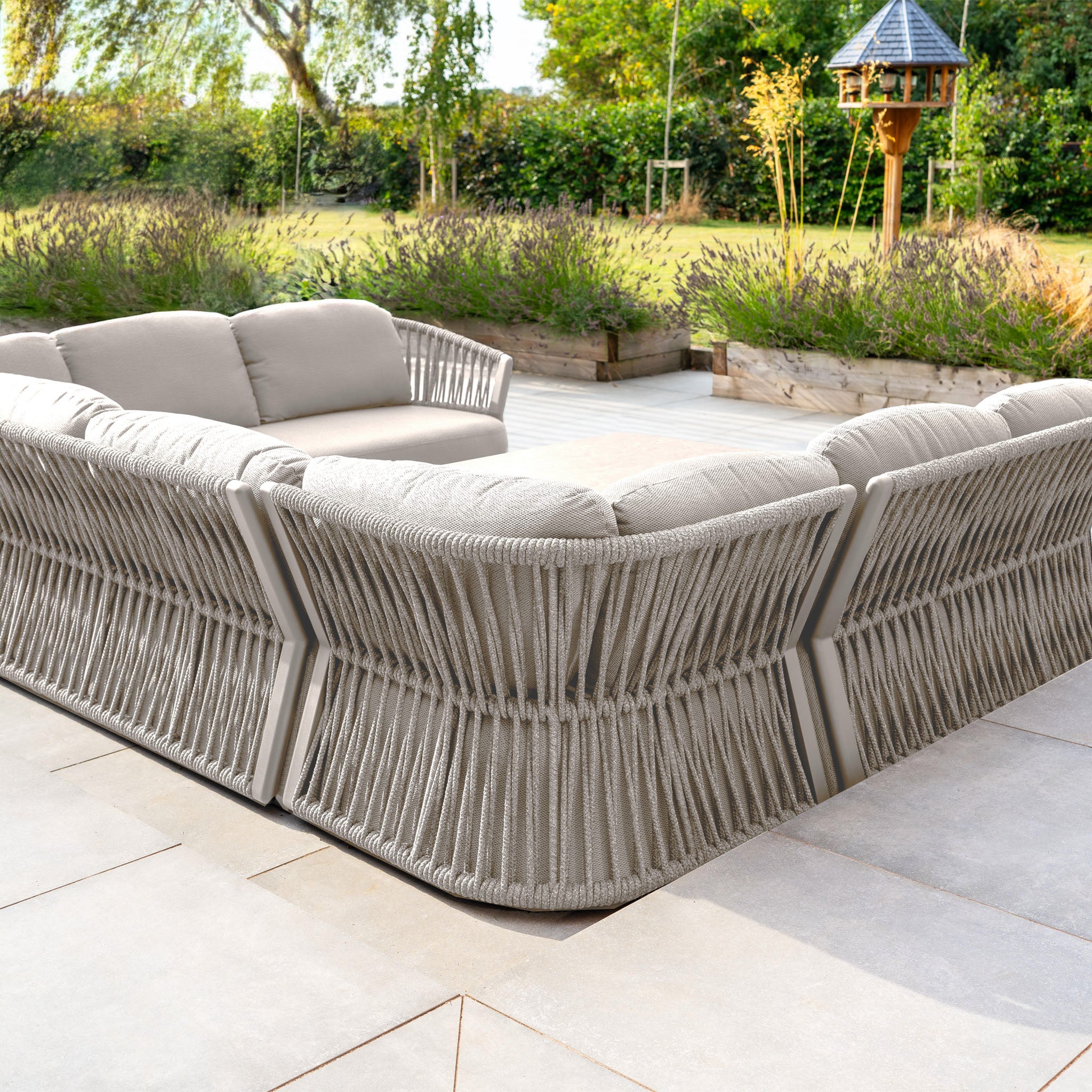 Pello U-Shape Corner Sofa Set with Rectangular Coffee Table in Fawn
