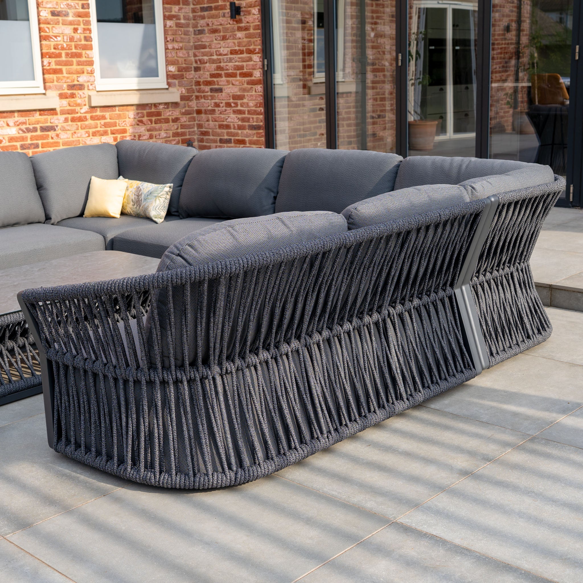 Pello U-Shape Corner Sofa Set with Rectangular Coffee Table in Grey