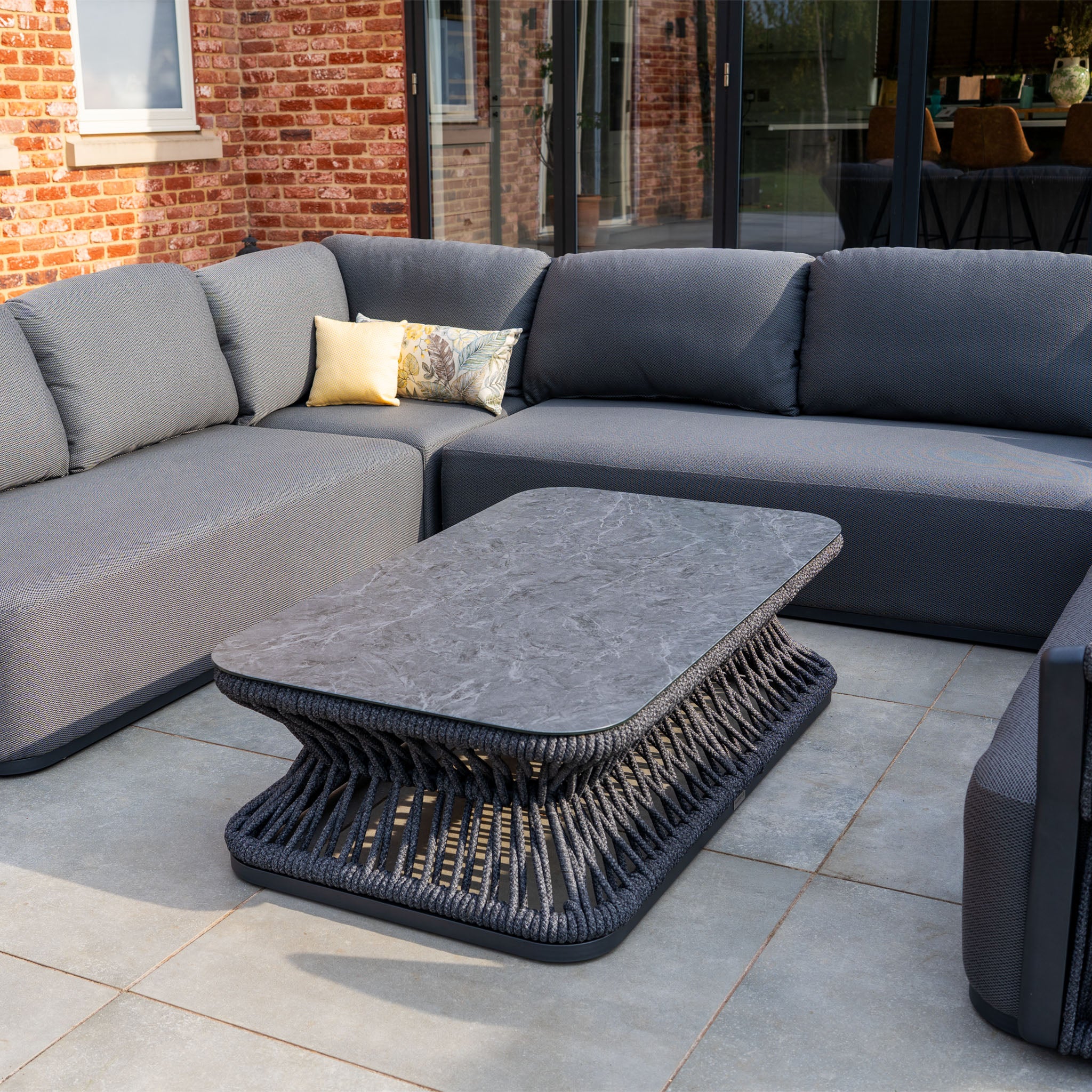 Pello U-Shape Corner Sofa Set with Rectangular Coffee Table in Grey