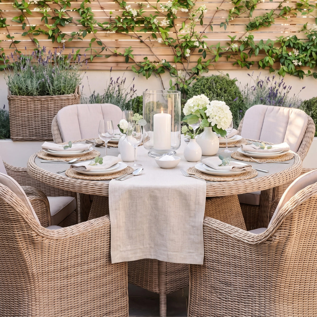 a table set up for a dinner party