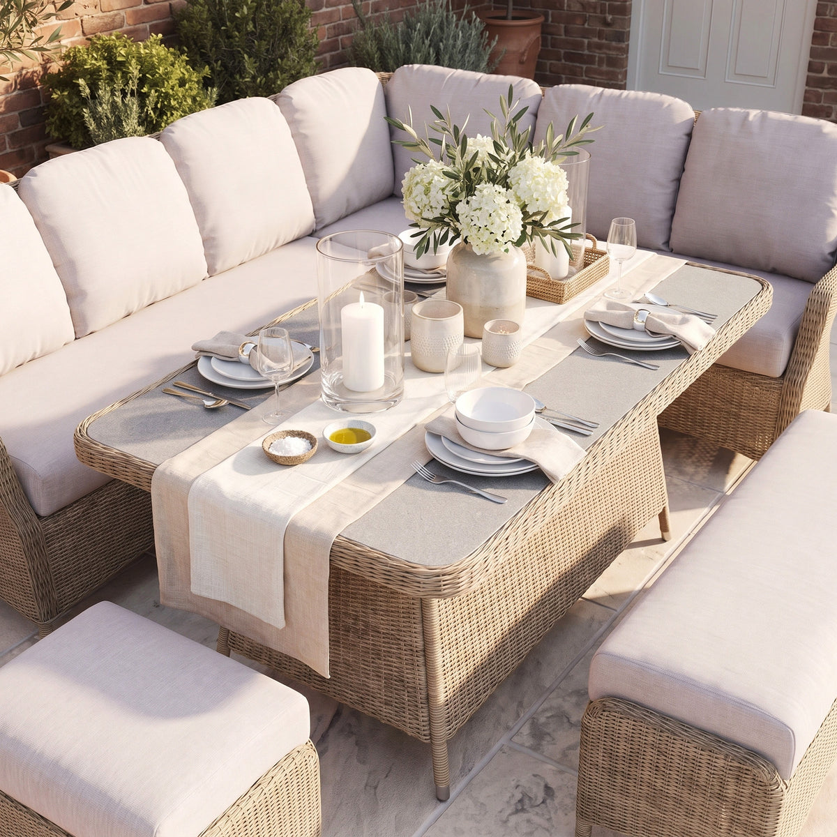 a table set up on a patio
